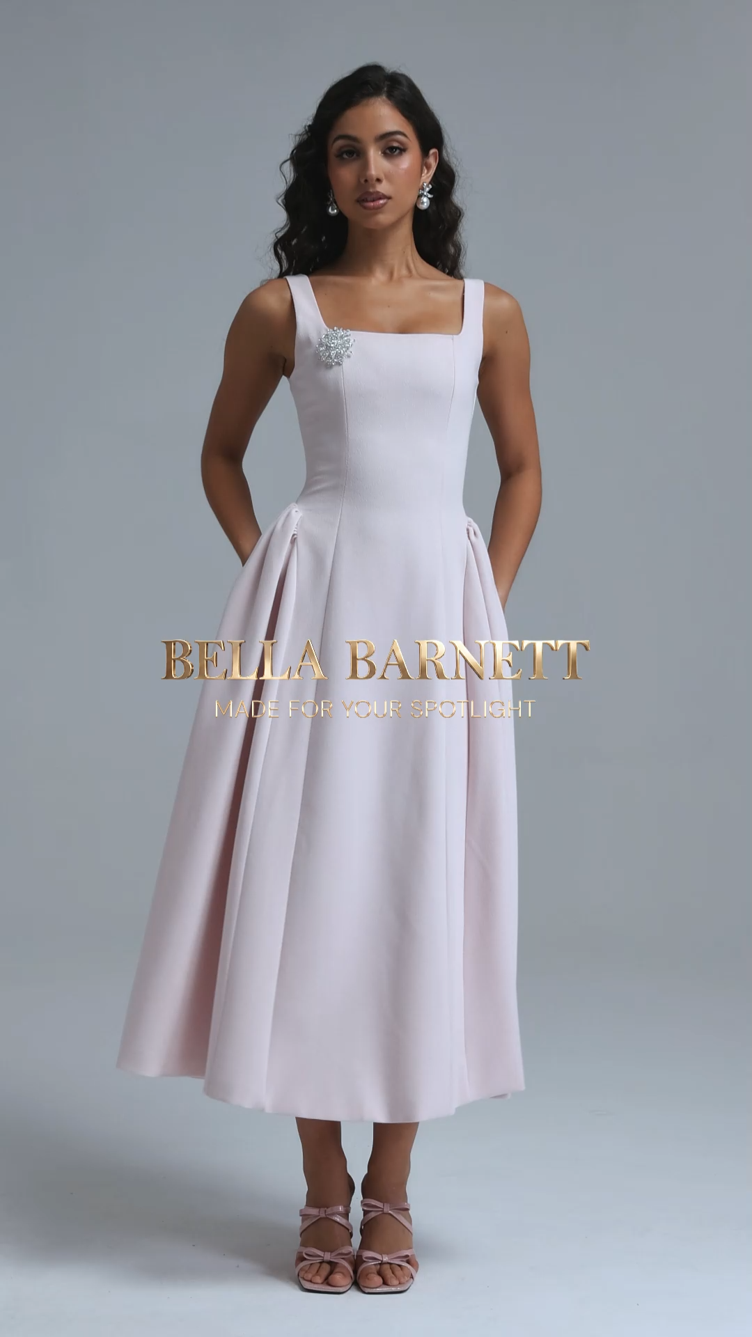 Verdad Elegant Tailored Sleeveless Rhinestone Woven Maxi Dress