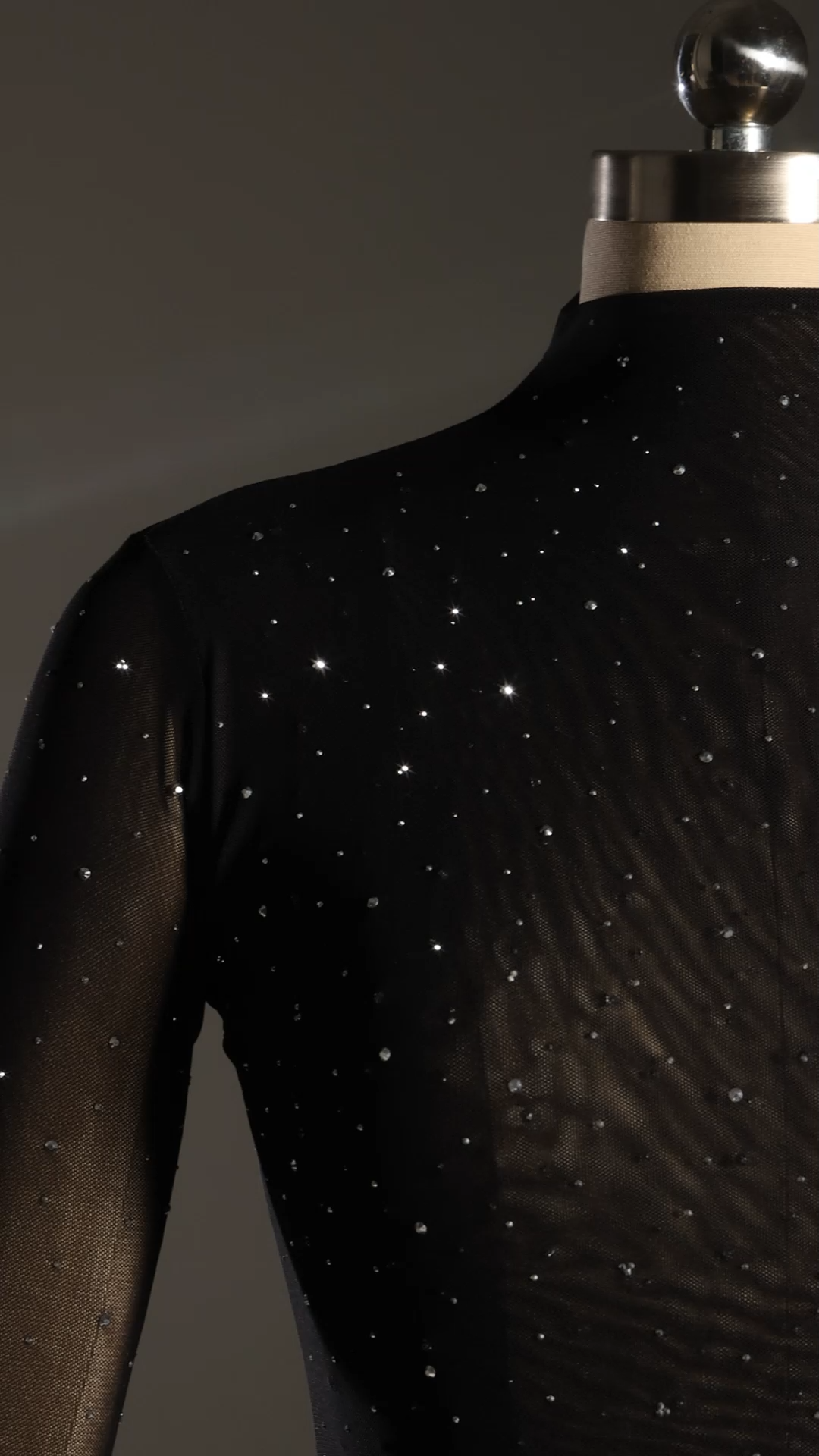 Kerta Classic Contour Crystal Ruffle Mesh Mini Dress