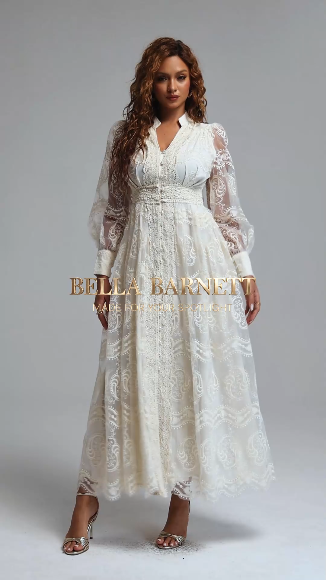 Jaylee Romantic Flowy Woven Beige Maxi Dress