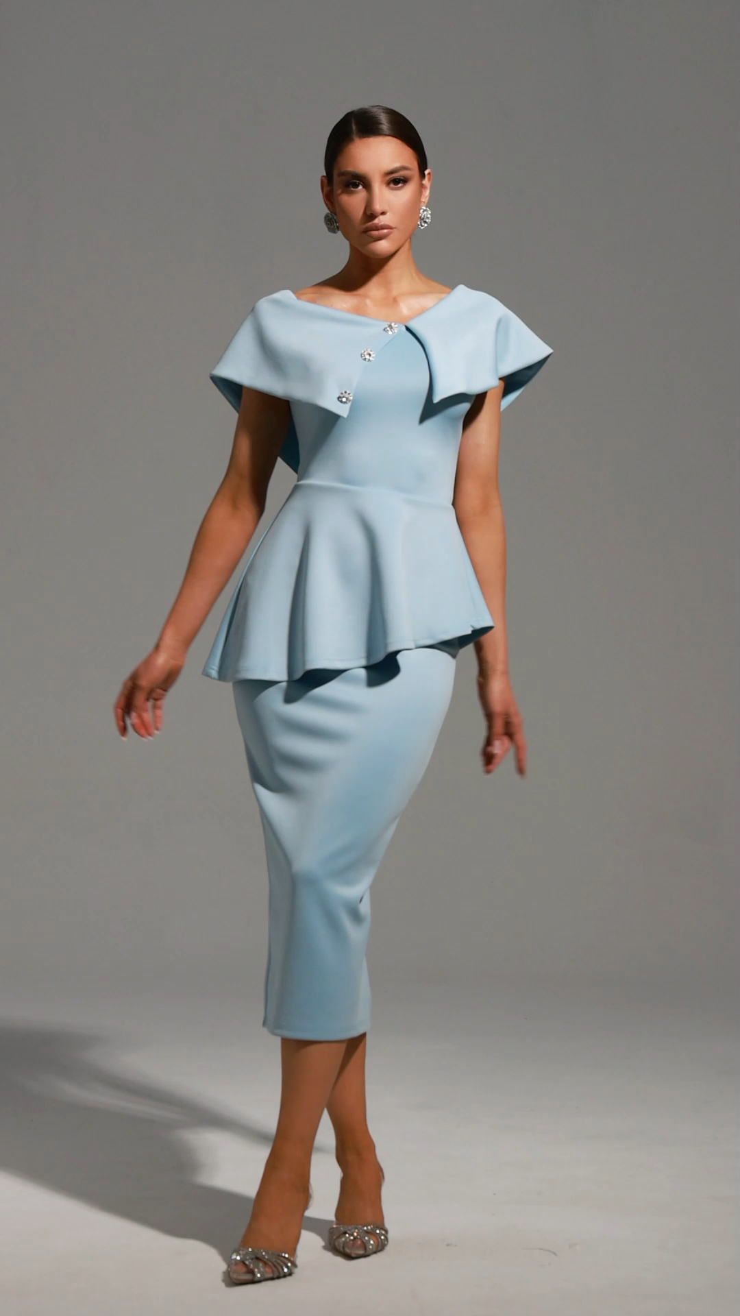 Tearnie One Shoulder Flounce Midi Dress