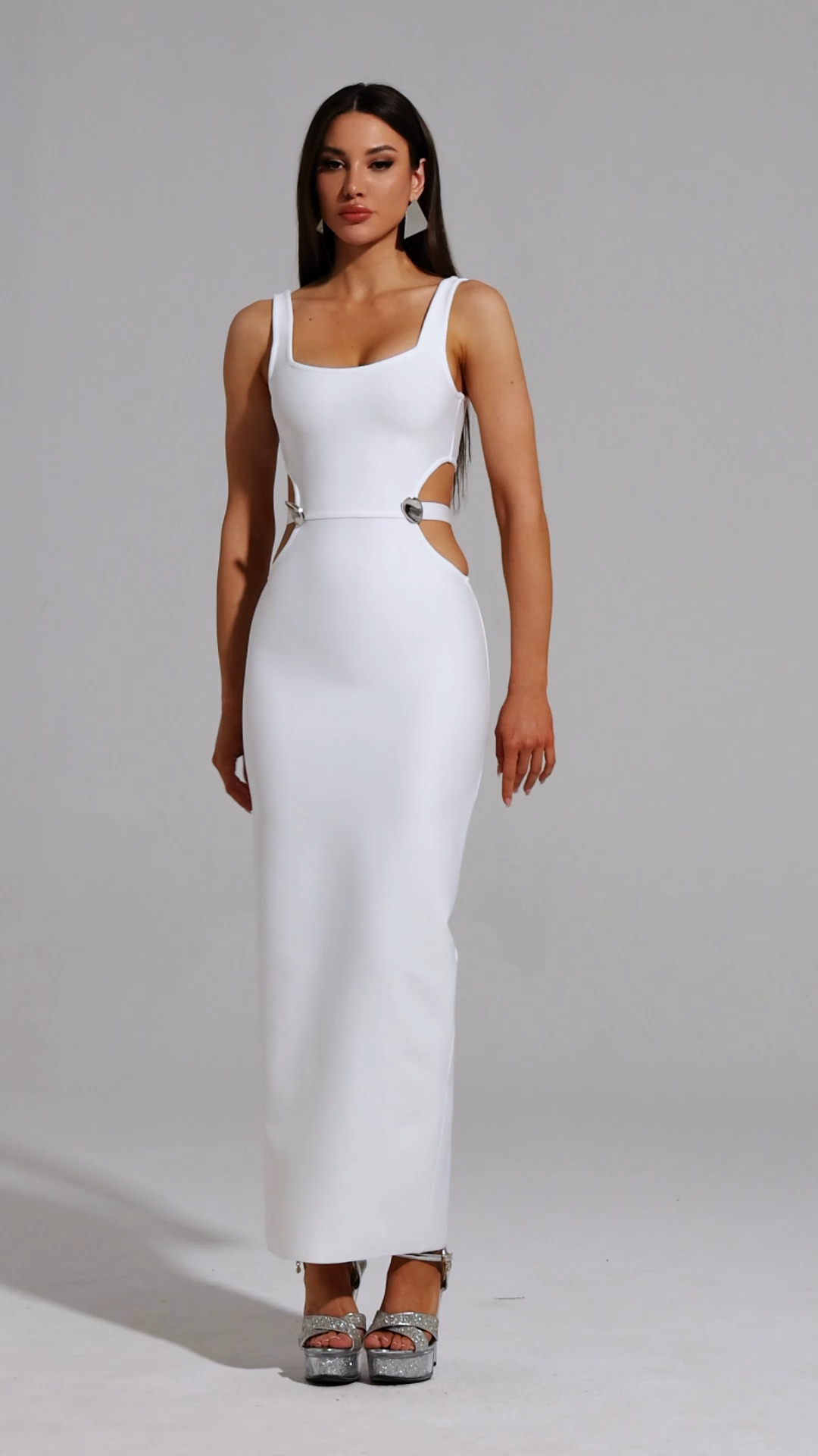 Sliya Sleeveless Hollow Backless Slit Bandage Maxi Dress