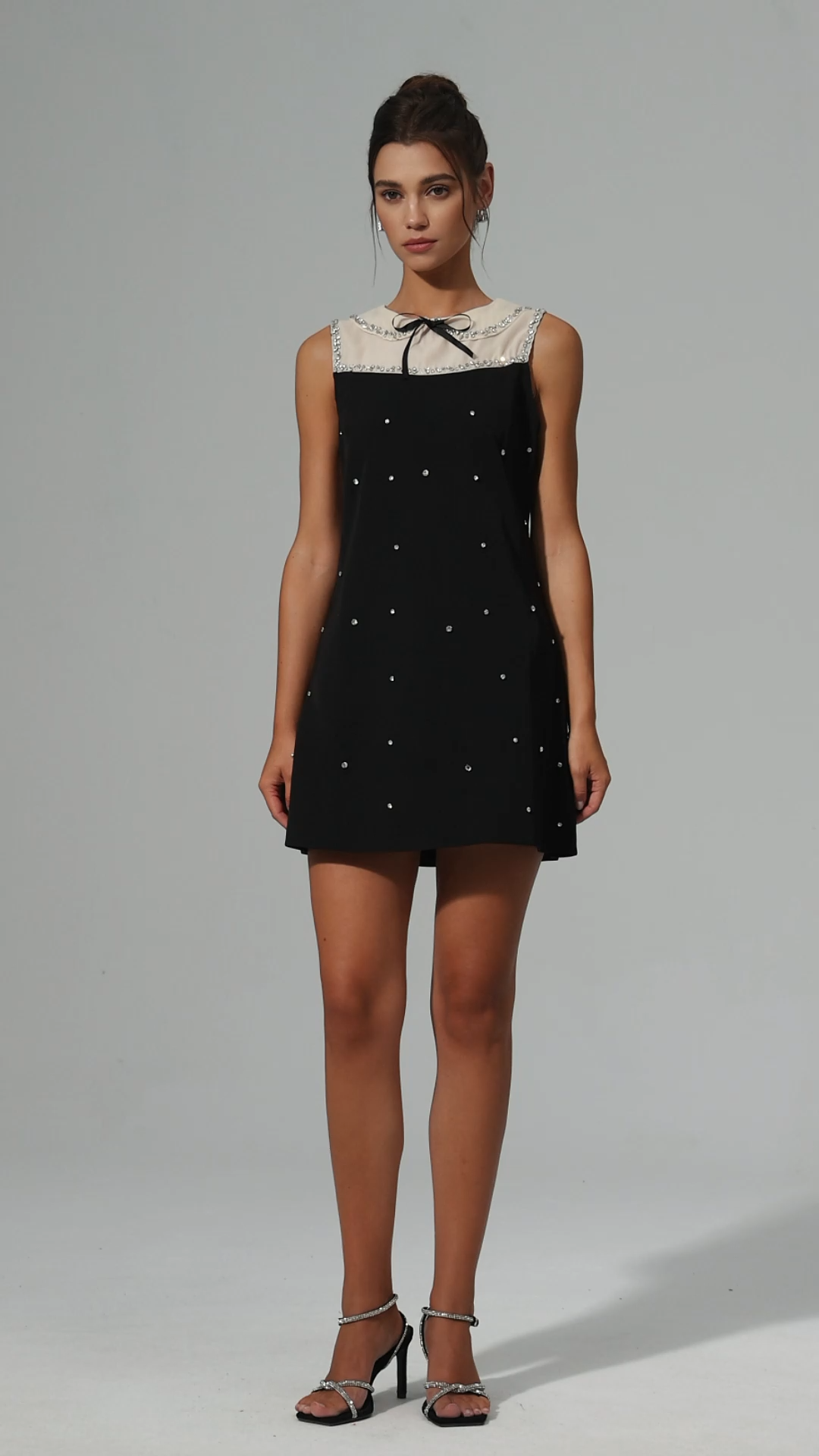 Stacy Bowknot Sleeveless Diamond Mini Dress