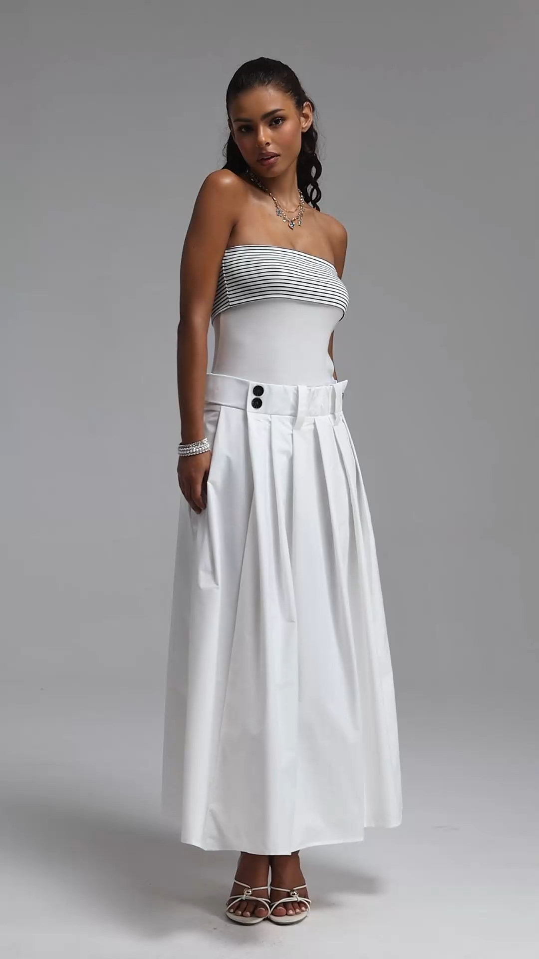 Lotta Chic Strapless Faux Two Piece Maxi Dress