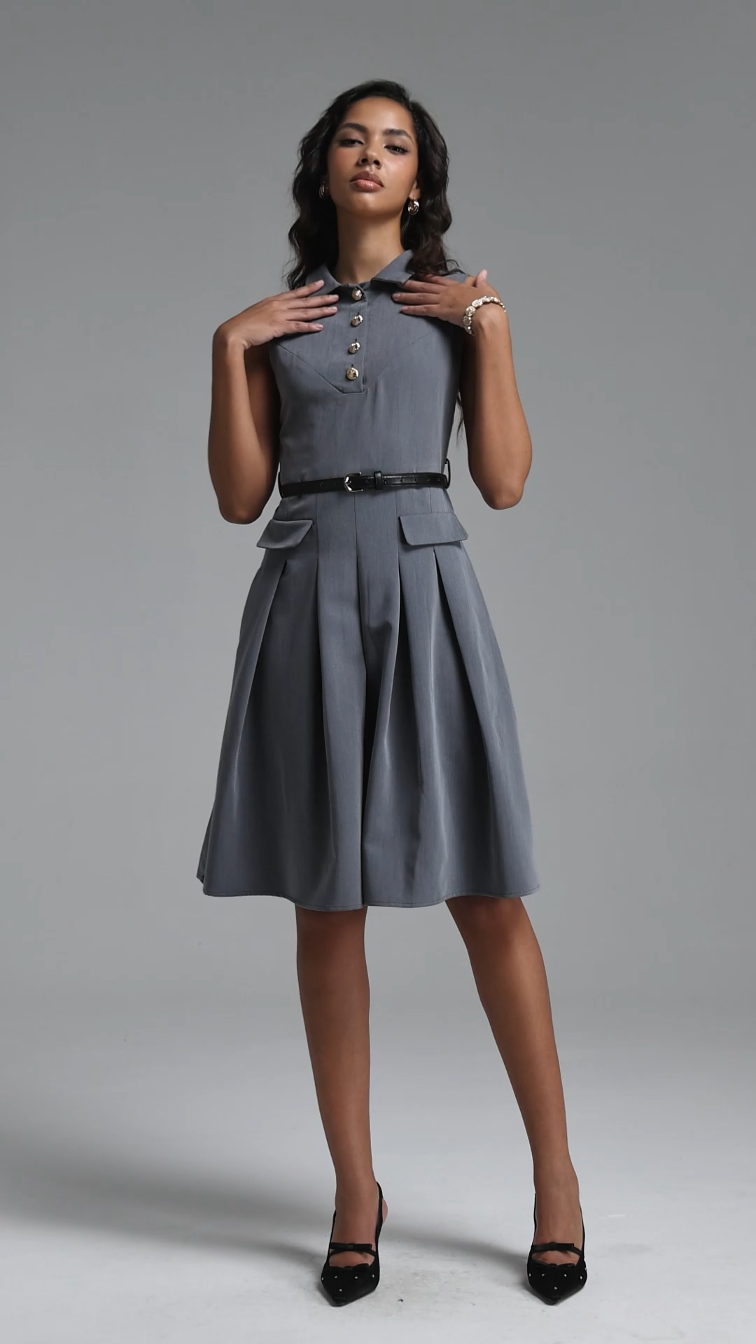 Milo Classic Tailored Collared Sleeveless Woven Mini Dress