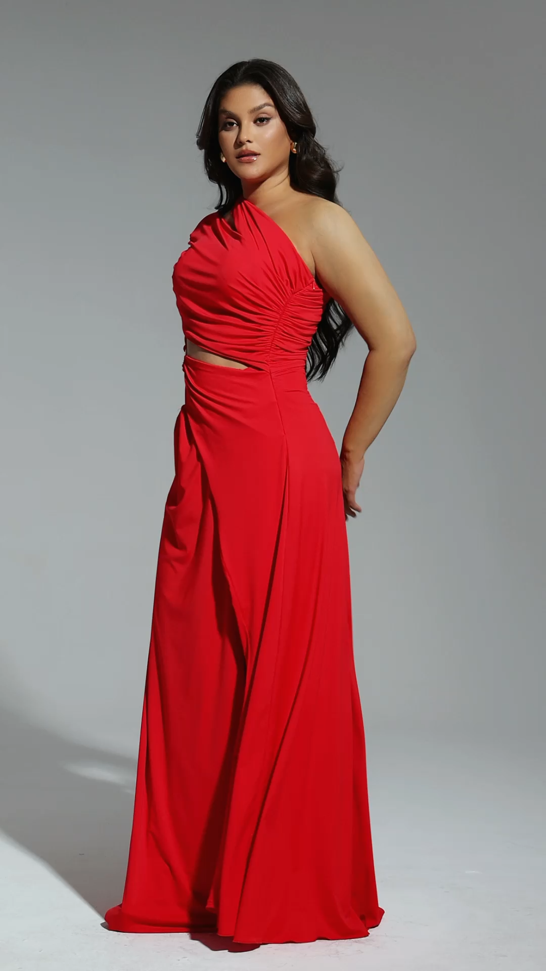 Xlyia High Slit Hollowed-out Maxi Dress