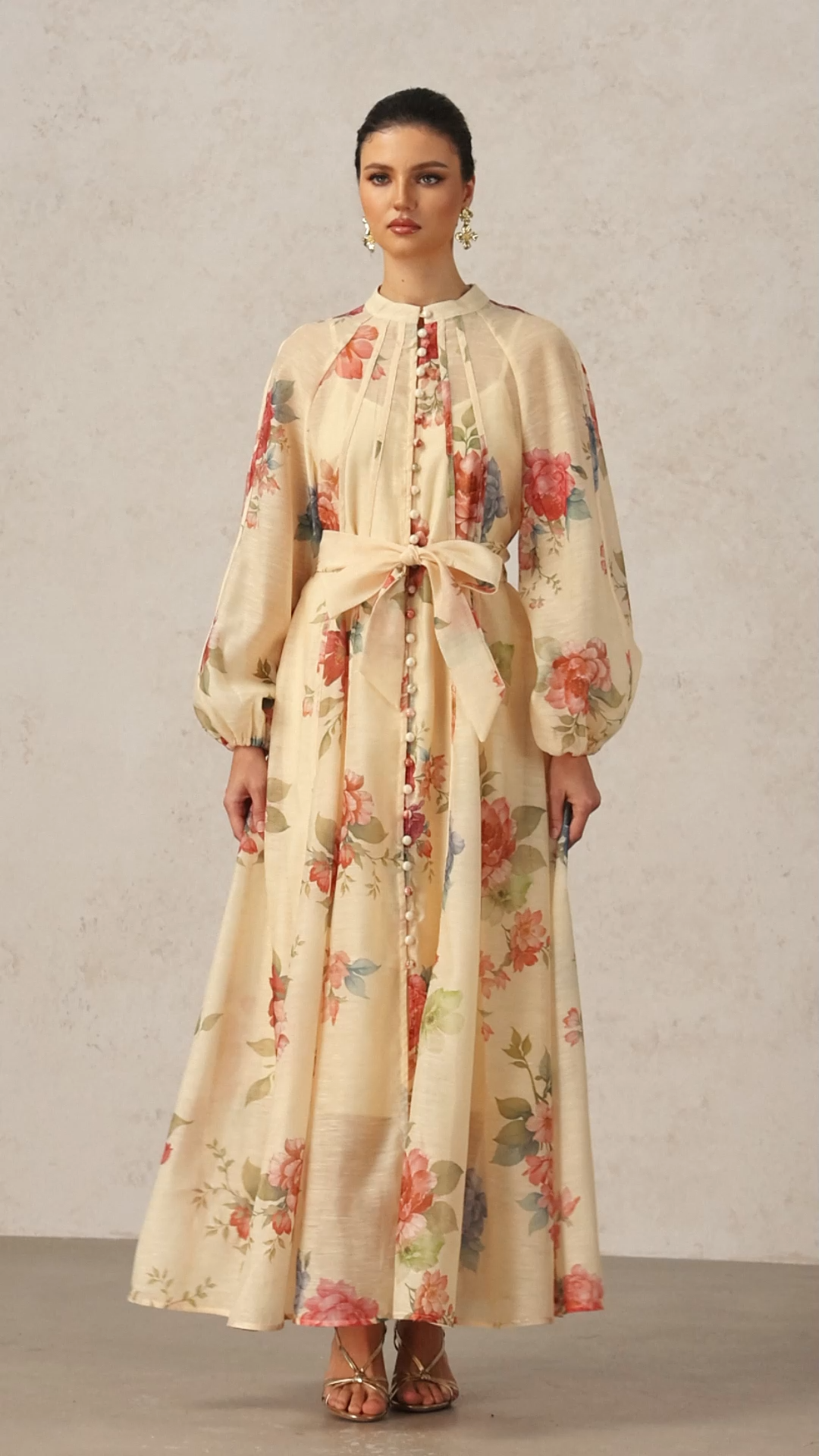 Neal Long Sleeves Floral Printed Maxi Dress