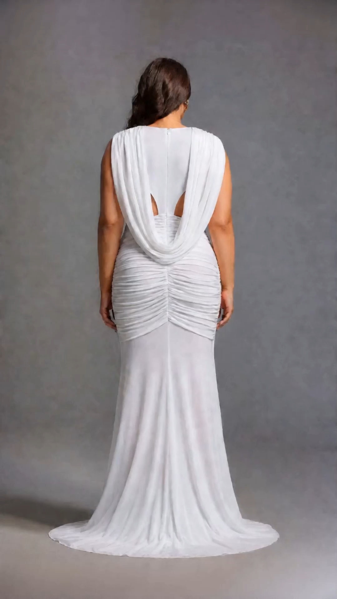 Glenda Chic Contour Ruched Drape Knit Maxi Dress
