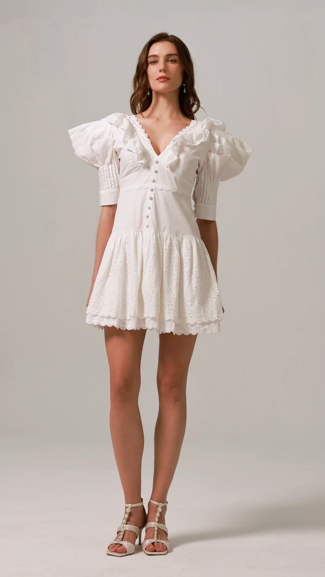 Esther V-Neck Floral Lace Mini Dress