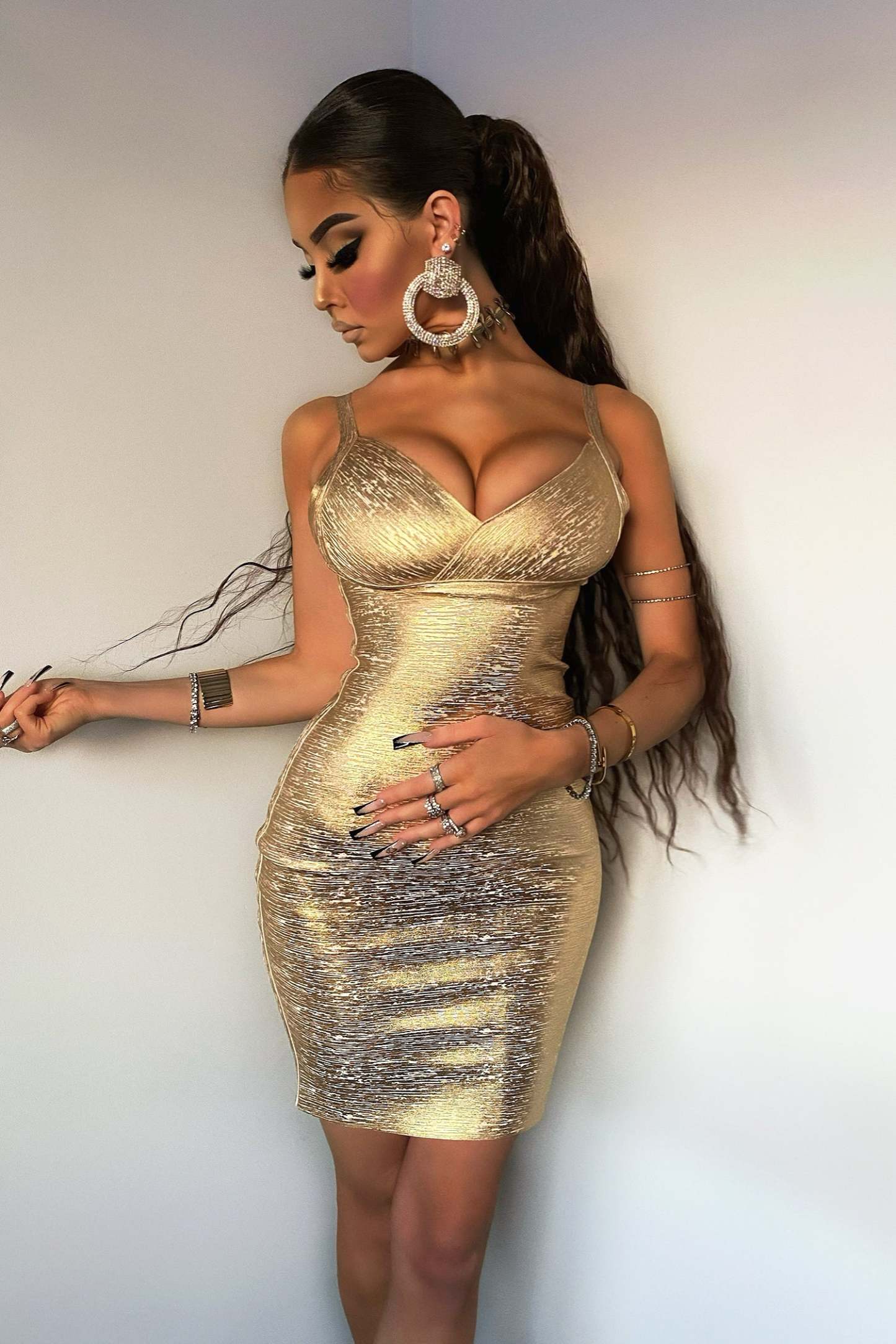 Sexy gold hotsell cocktail dress