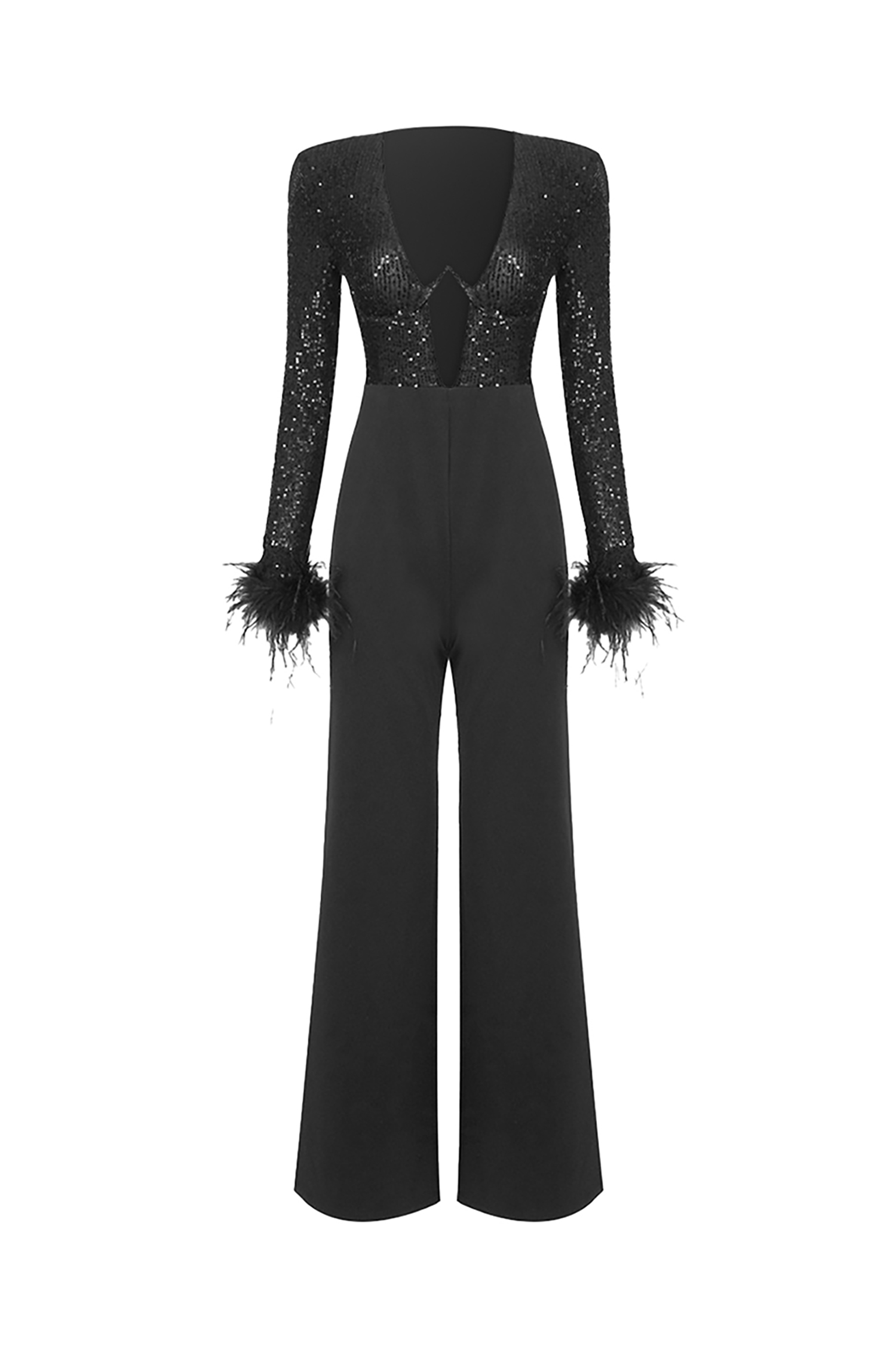 Kivi Feather Sequins Jumpsuit - Black