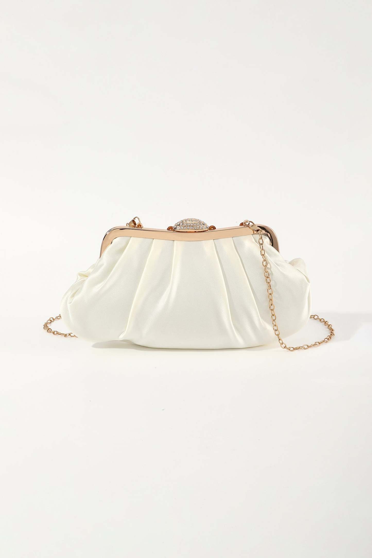 Niaca Diamante Pleated Satin Clutch