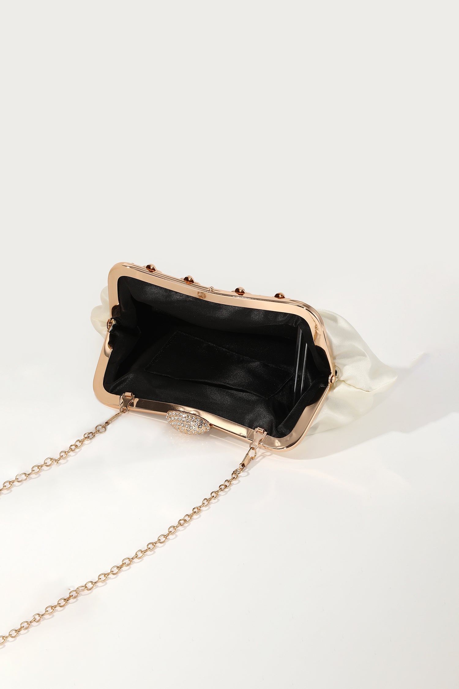 Niaca Diamante Pleated Satin Clutch