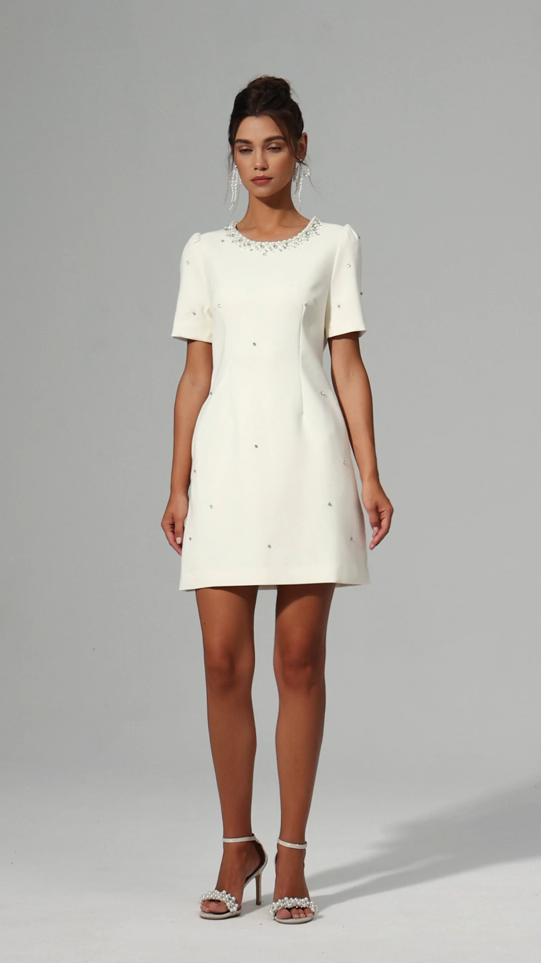 Giada Round Neck Short Sleeves Mini Dress