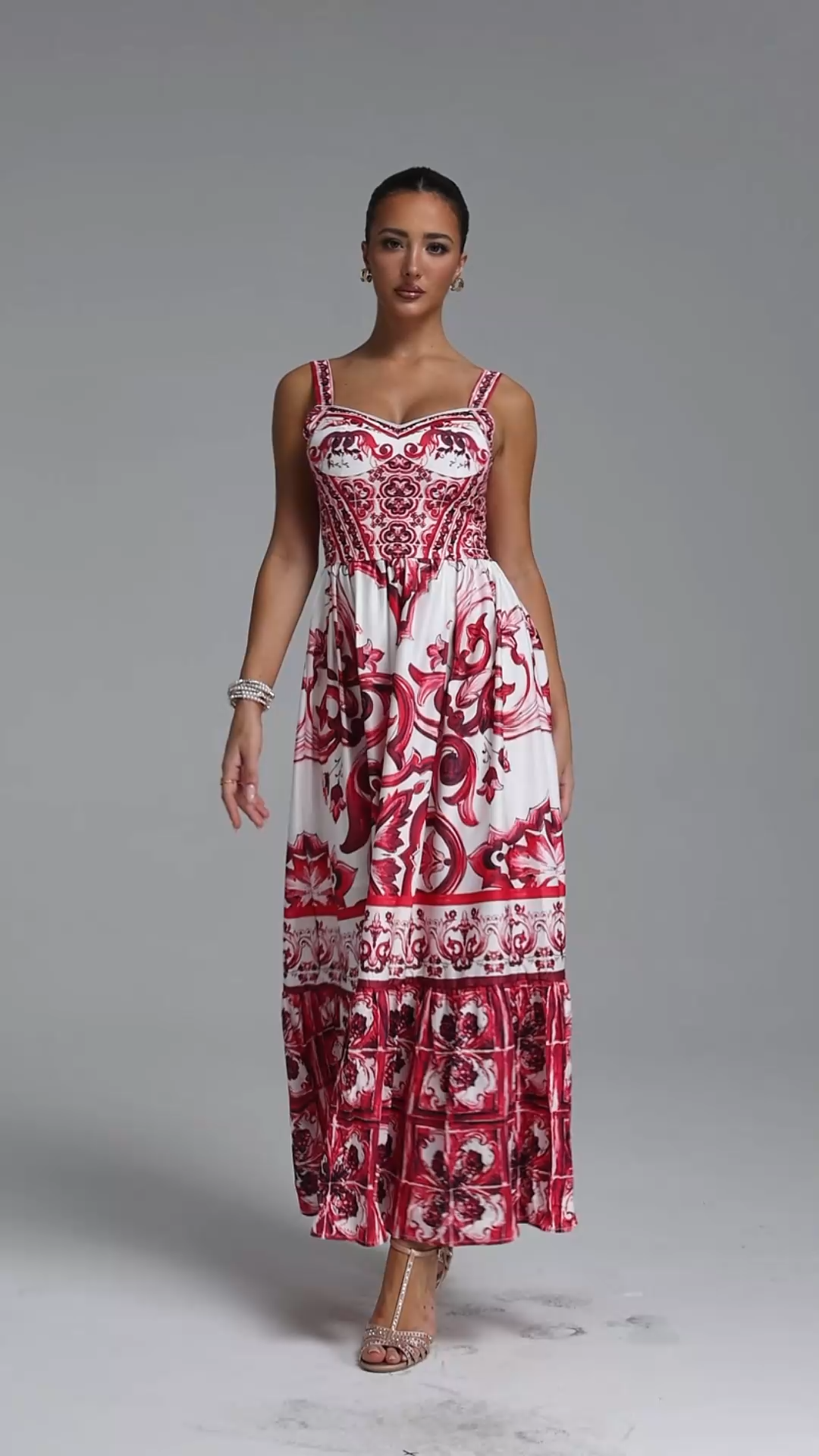 Sparkly Halter Printed Maxi Dress