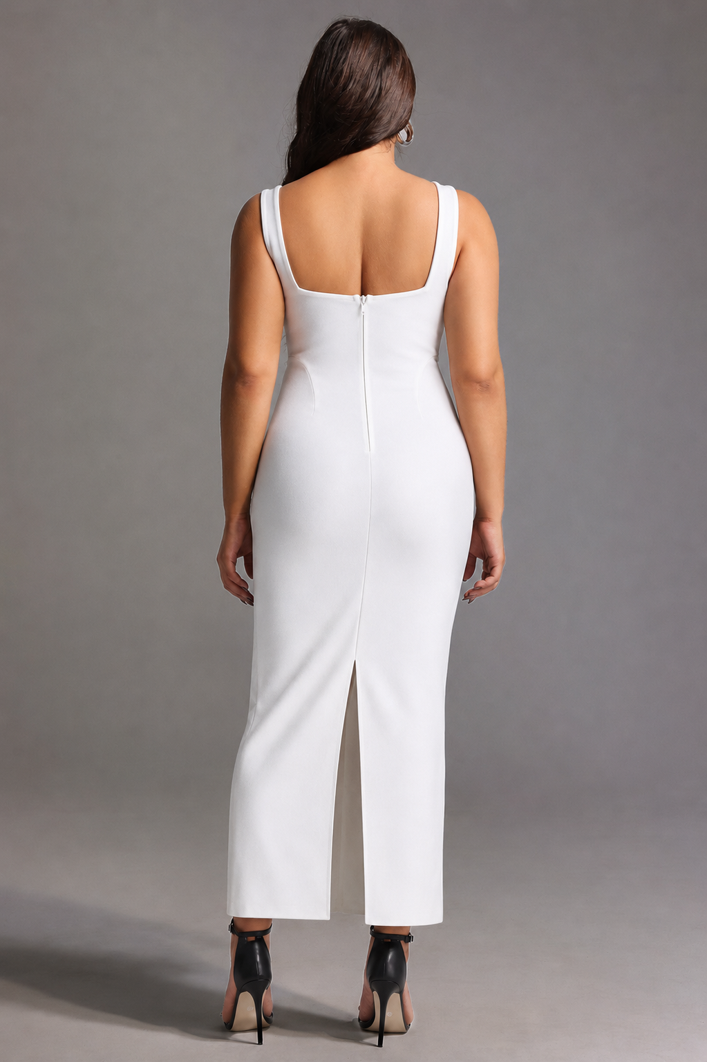Shea Elegant Contour Square Neck Floral Pearl Bandage Maxi Dress