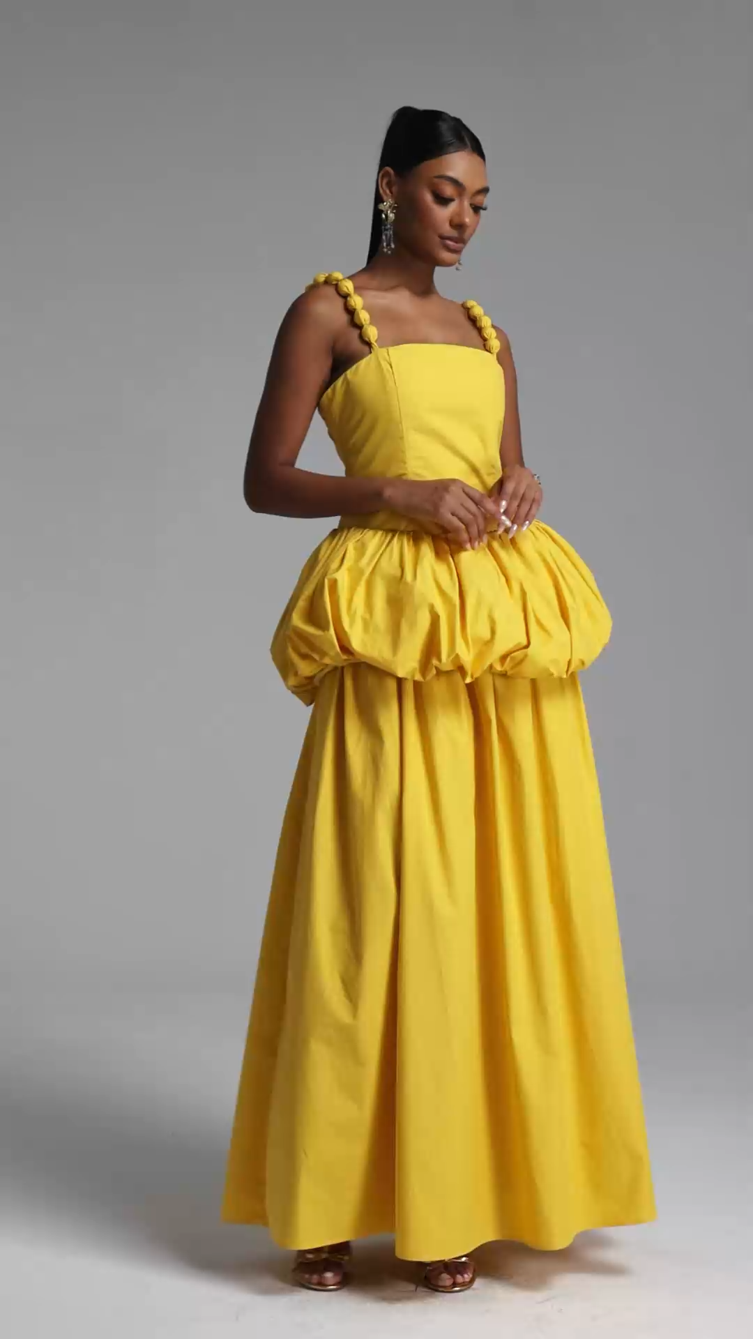 Sierra Classic Tailored Square Neck Puff Maxi Dress