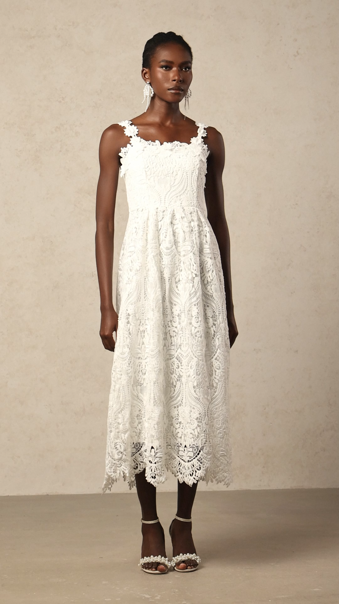 Hope Halter Flowers Lace Maxi Dress