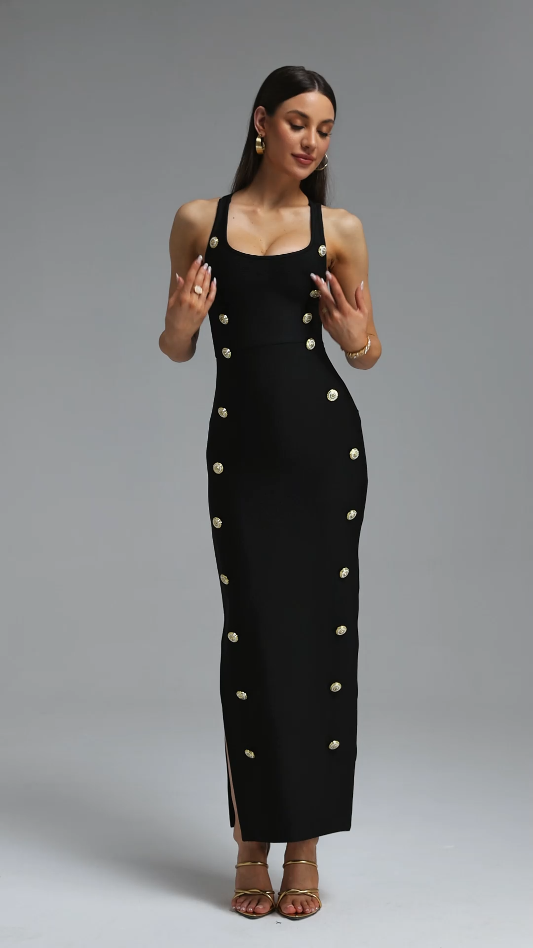 Giacinta Halter Bandage Maxi Dress - Black