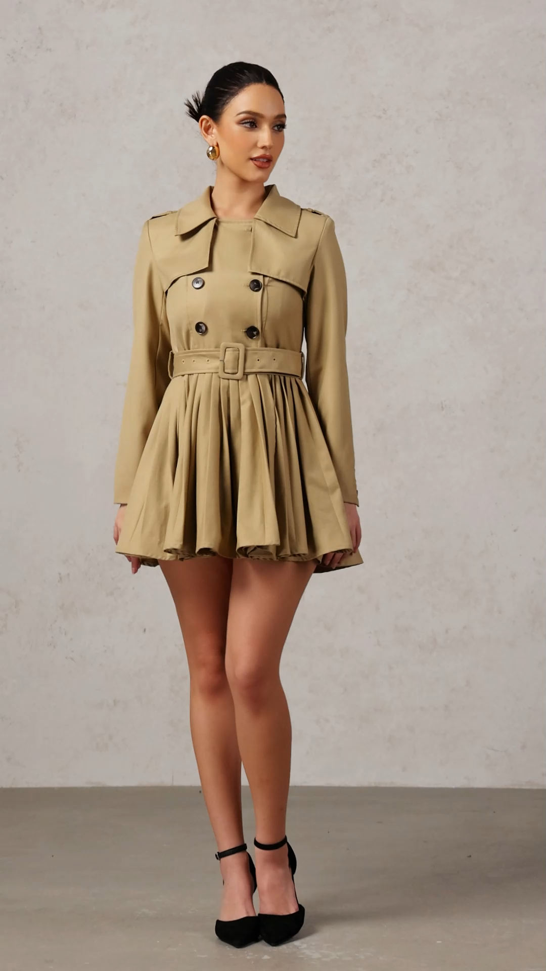 Felixa Long Sleeves Folds Mini Dress