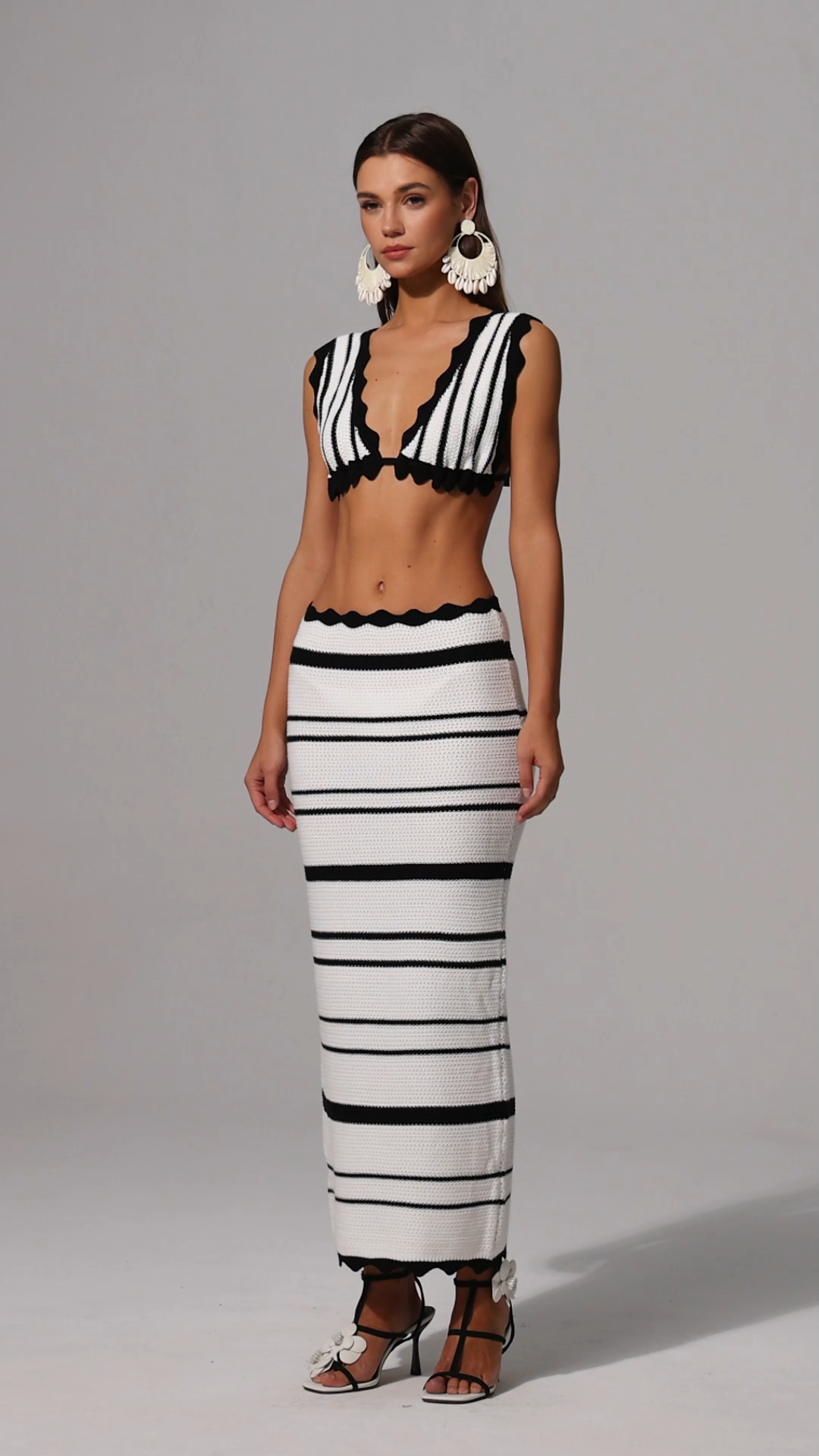 Tannen Hollow Out High Slit Two-Piece Set
