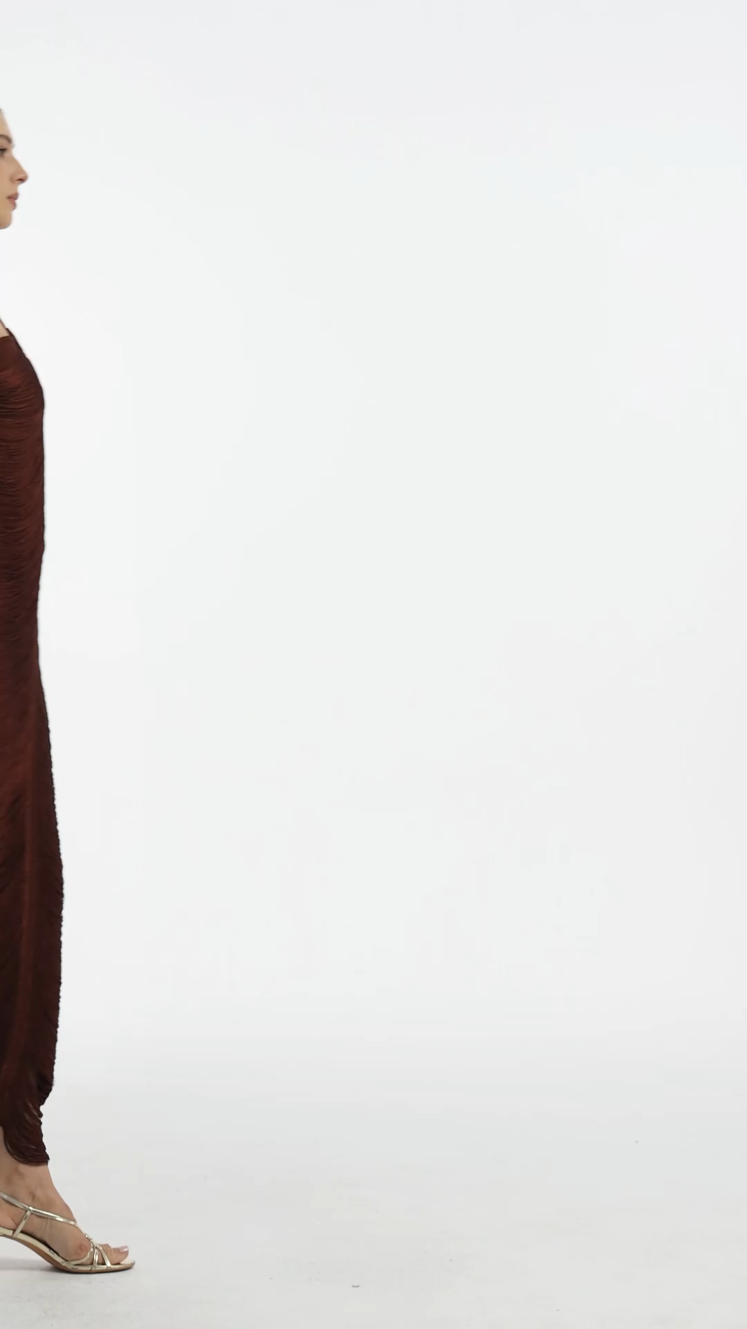 Jozie Classic Contour Halter Fringe Brown Maxi Dress