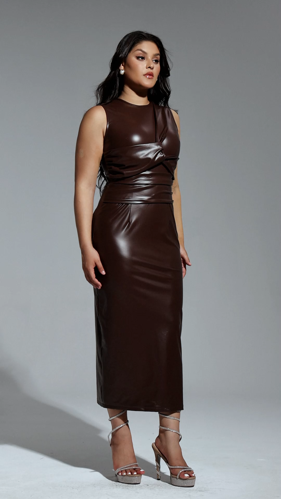 Hrinna Leather Midi Dress