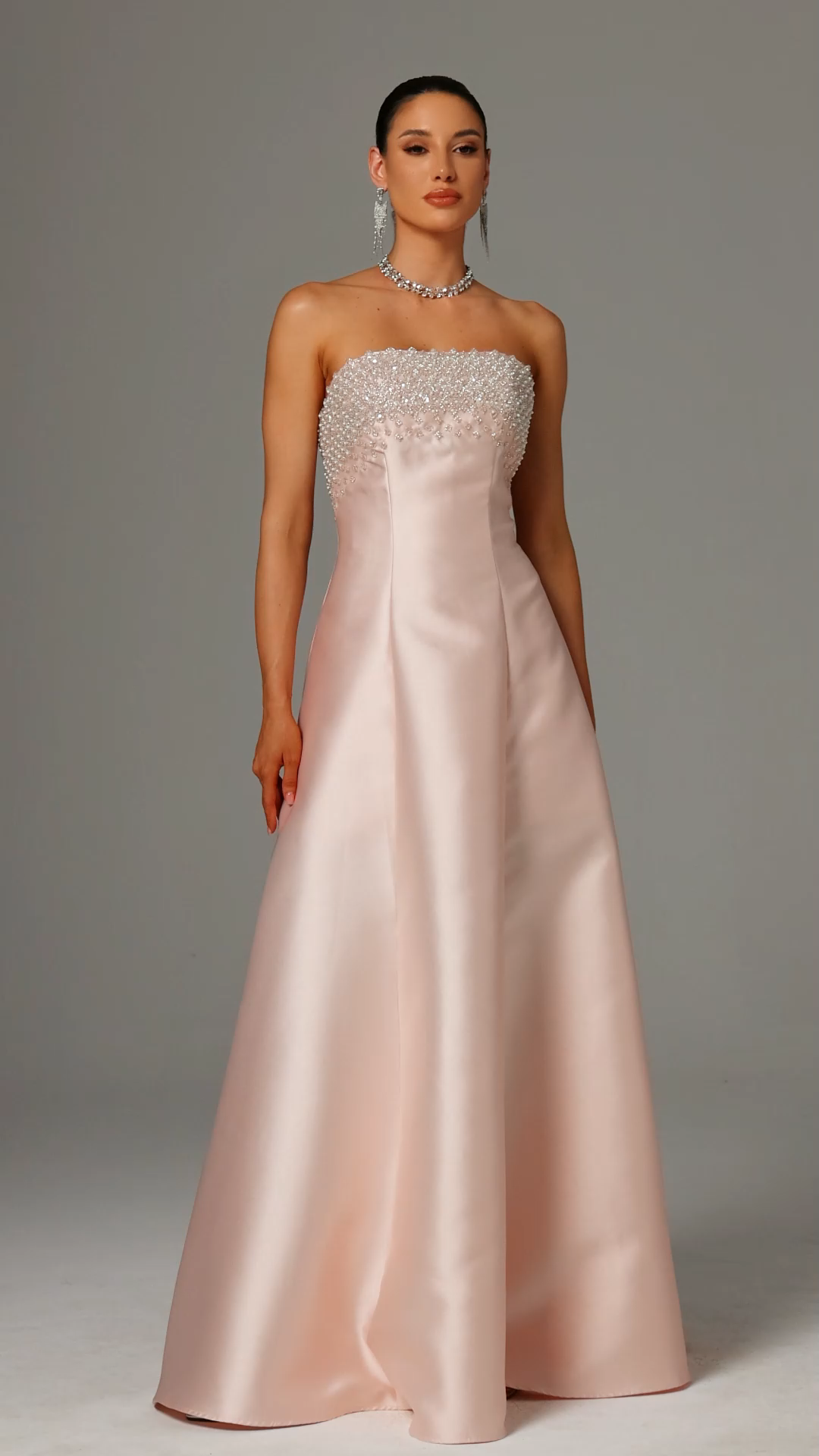 Kavacac Strapless Beaded Maxi Dress