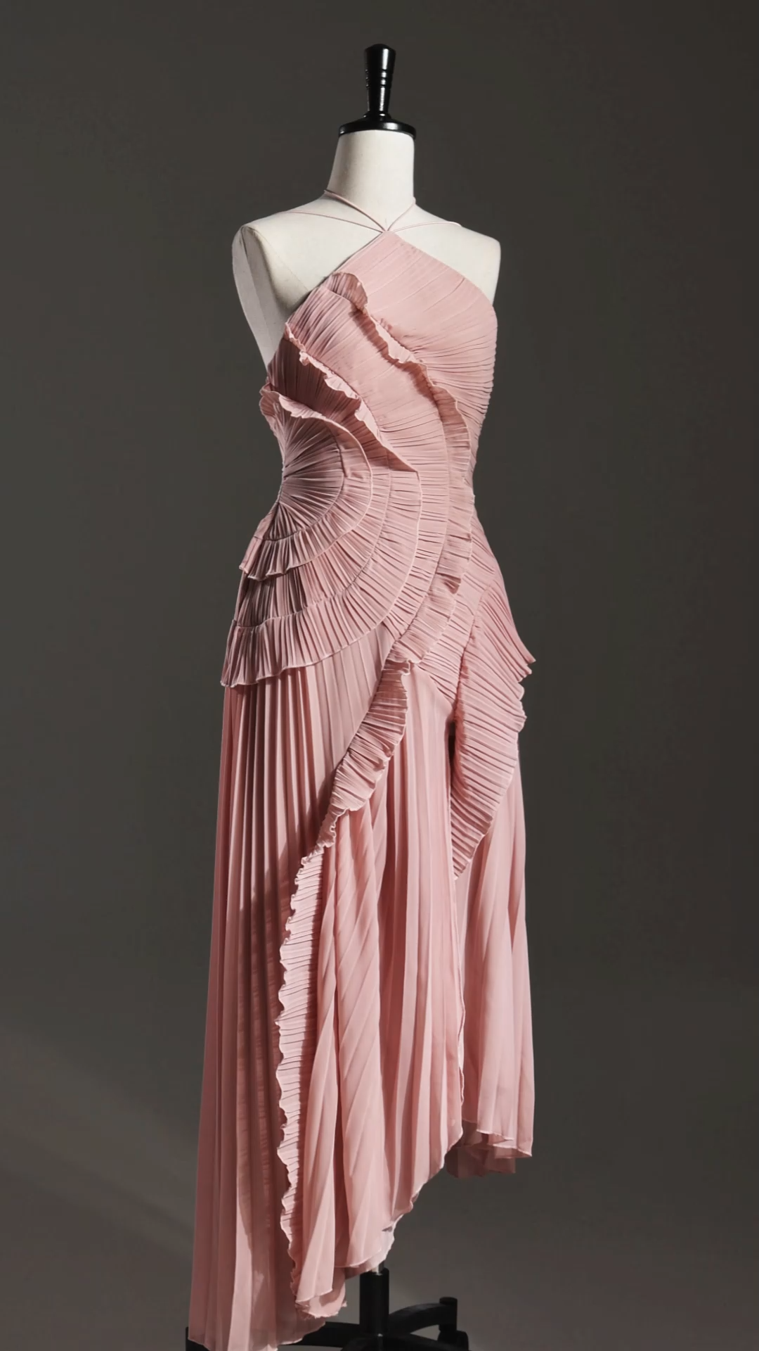 Ravaza Sleeveless Folds Slit Maxi Dress