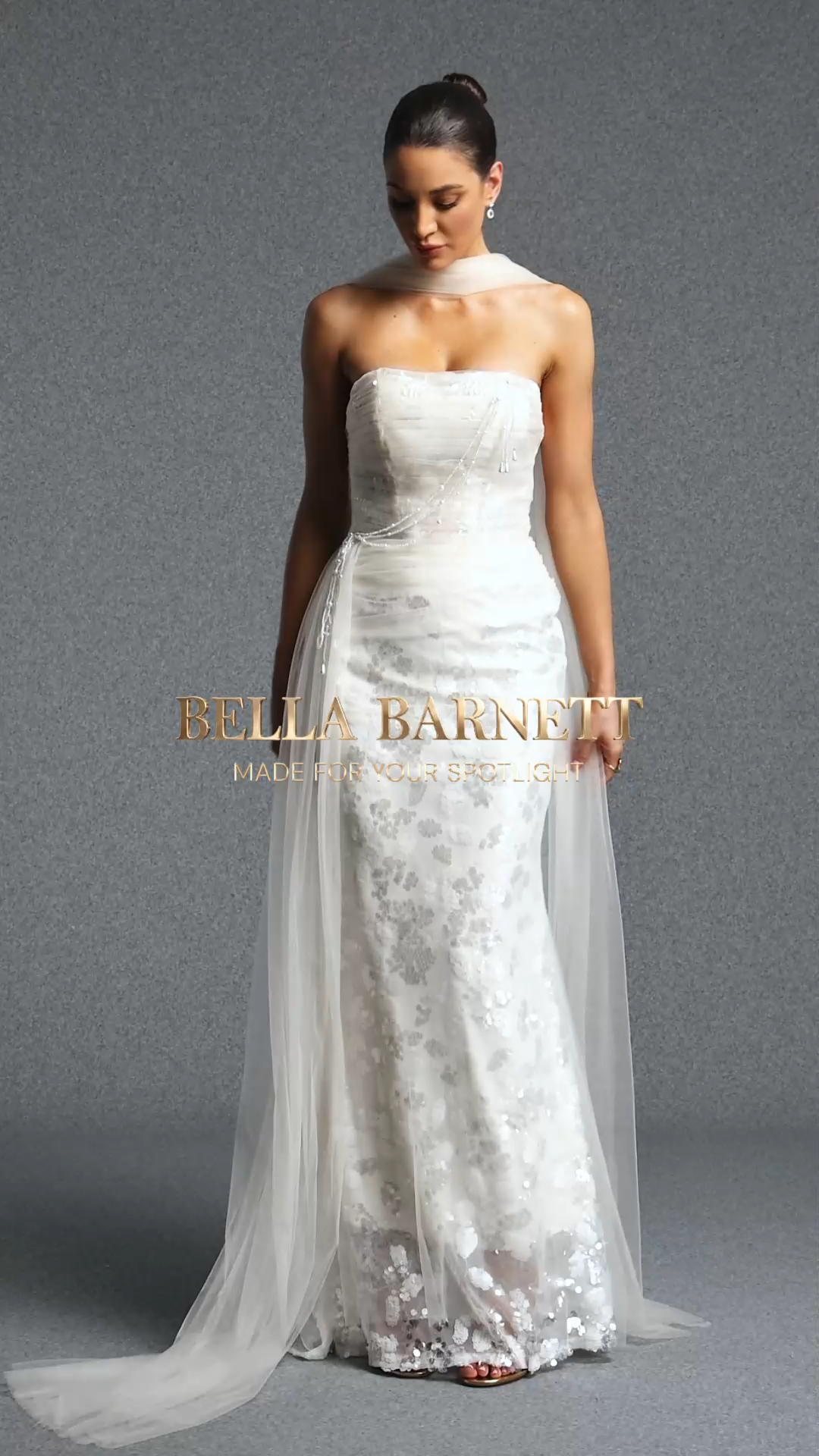 Sucia Classic Strapless Floral Tulle Mermaid Maxi Dress With Train