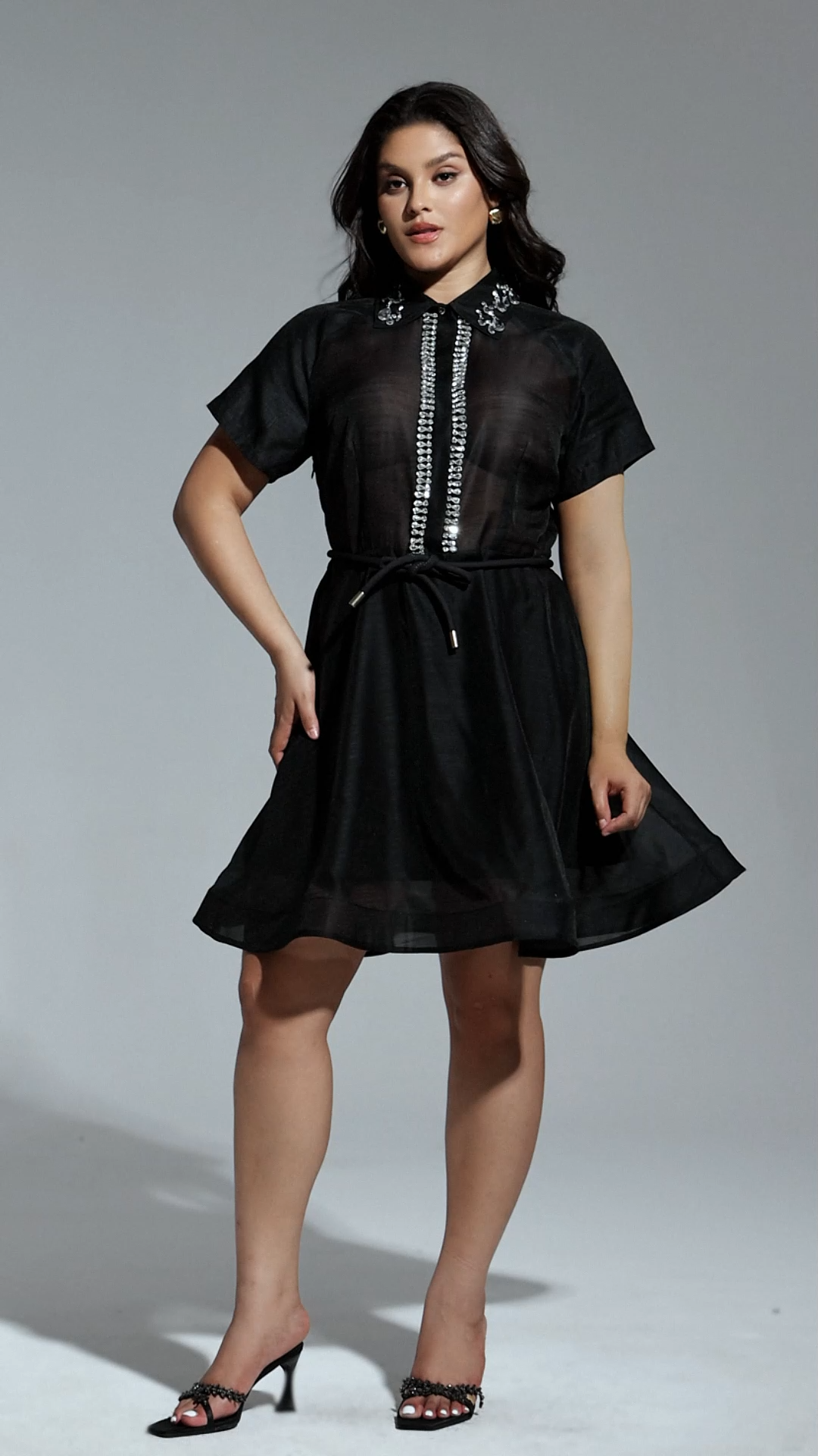 Gerianna Short Sleeves Diamond Mini Dress