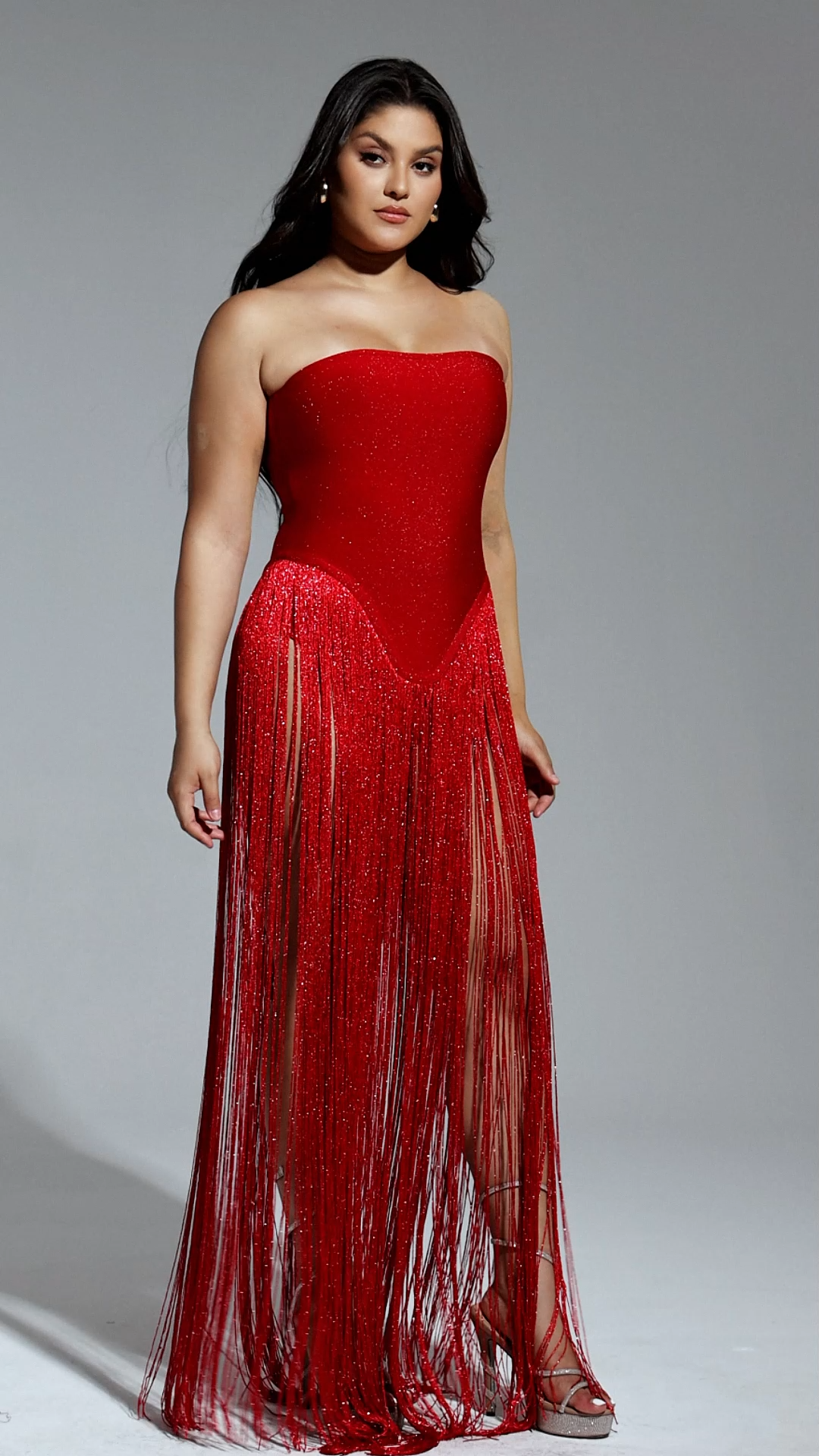 Valentina Strapless Fringe Dress