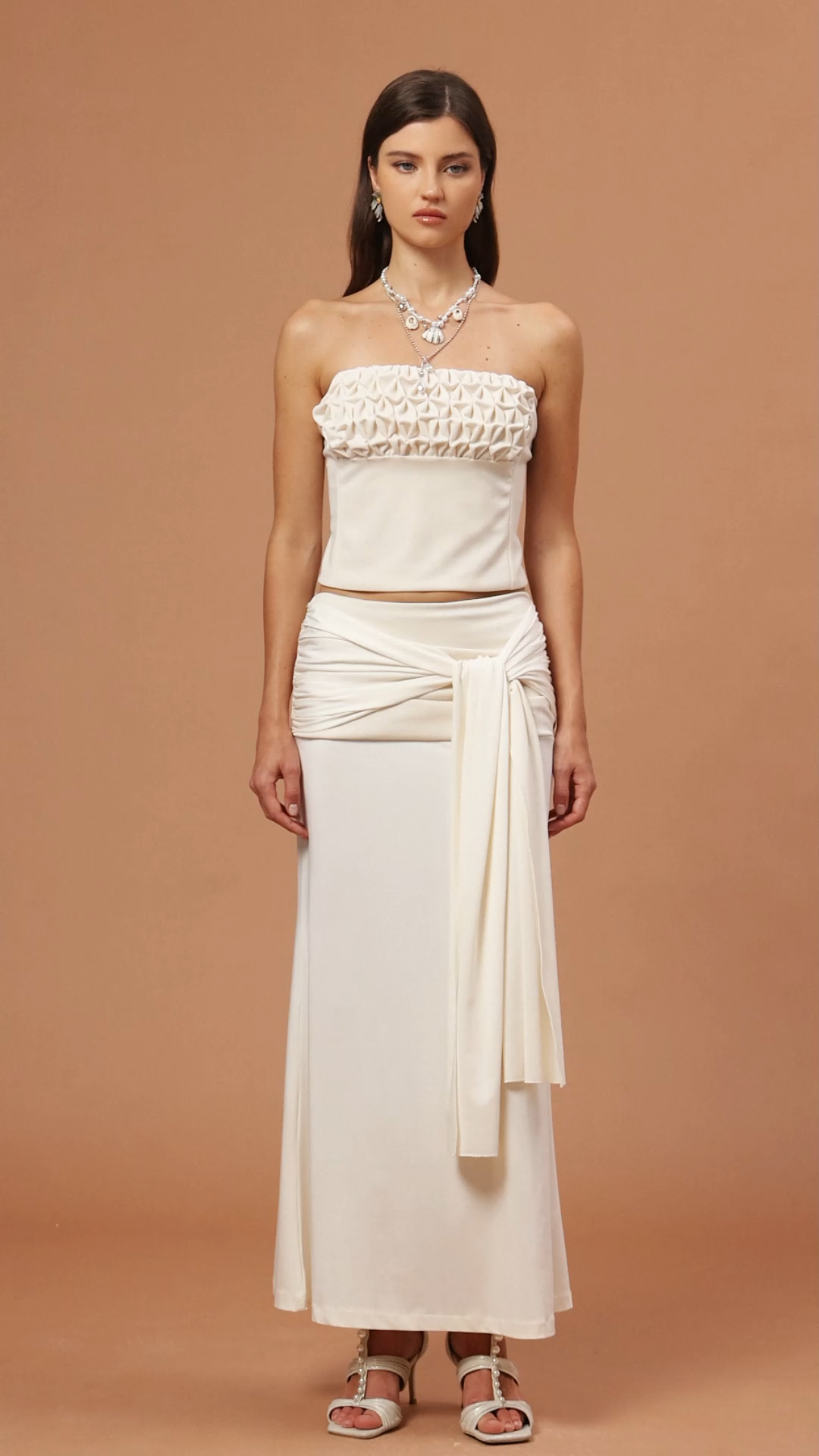 Tyler Sleeveless Folds Top And Skirt Two-Piece Set