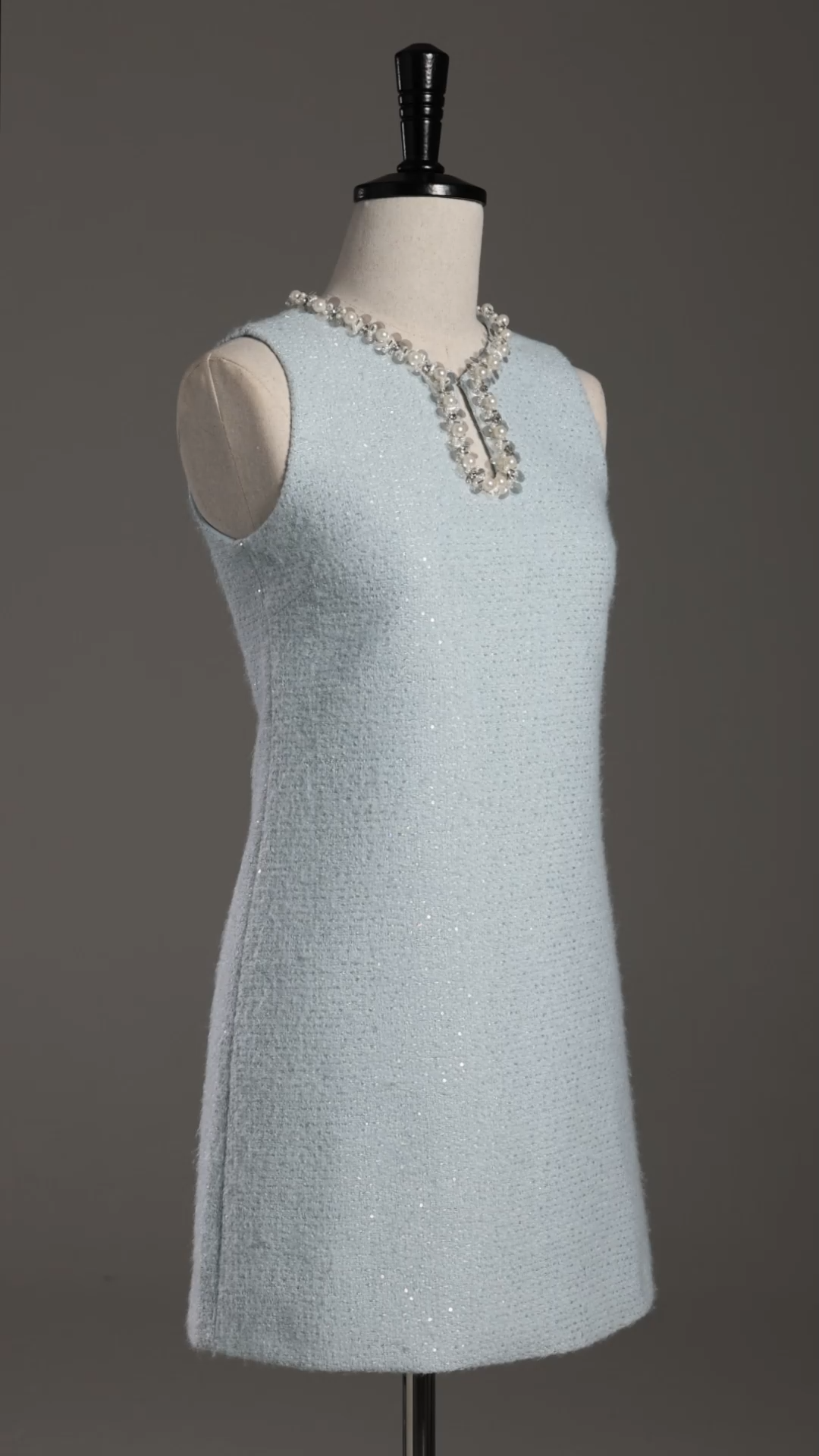 Velma Round Neck Sleeveless Hollow Out Sequin Mini Dress