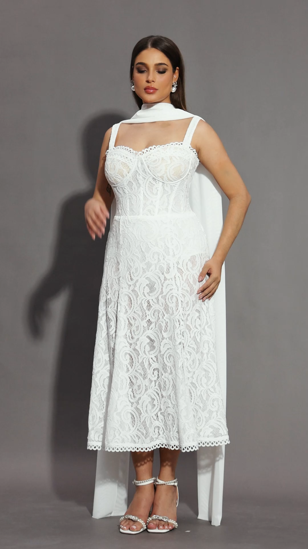 Junya Lace Corset Sleeveless Midi Dress