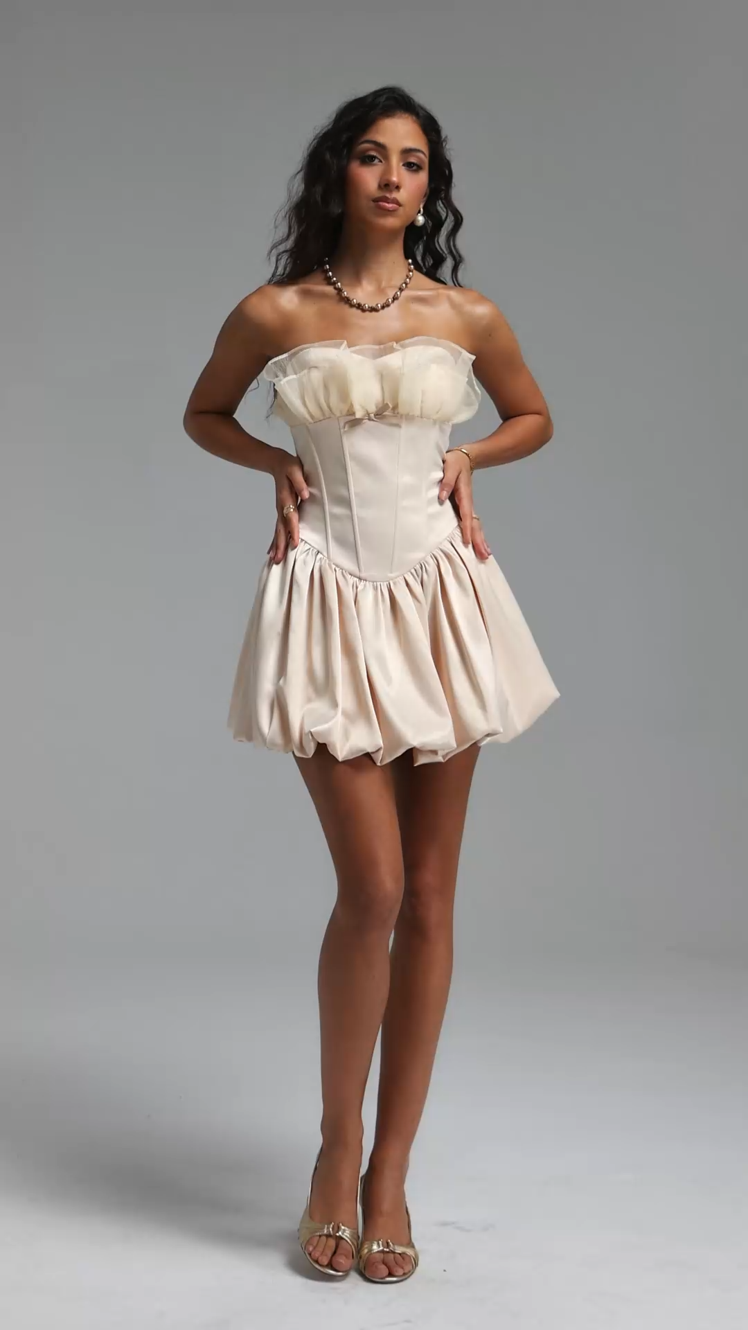 Jacqueline Chic Tailored Sleeveless Bow Woven Mini Dress