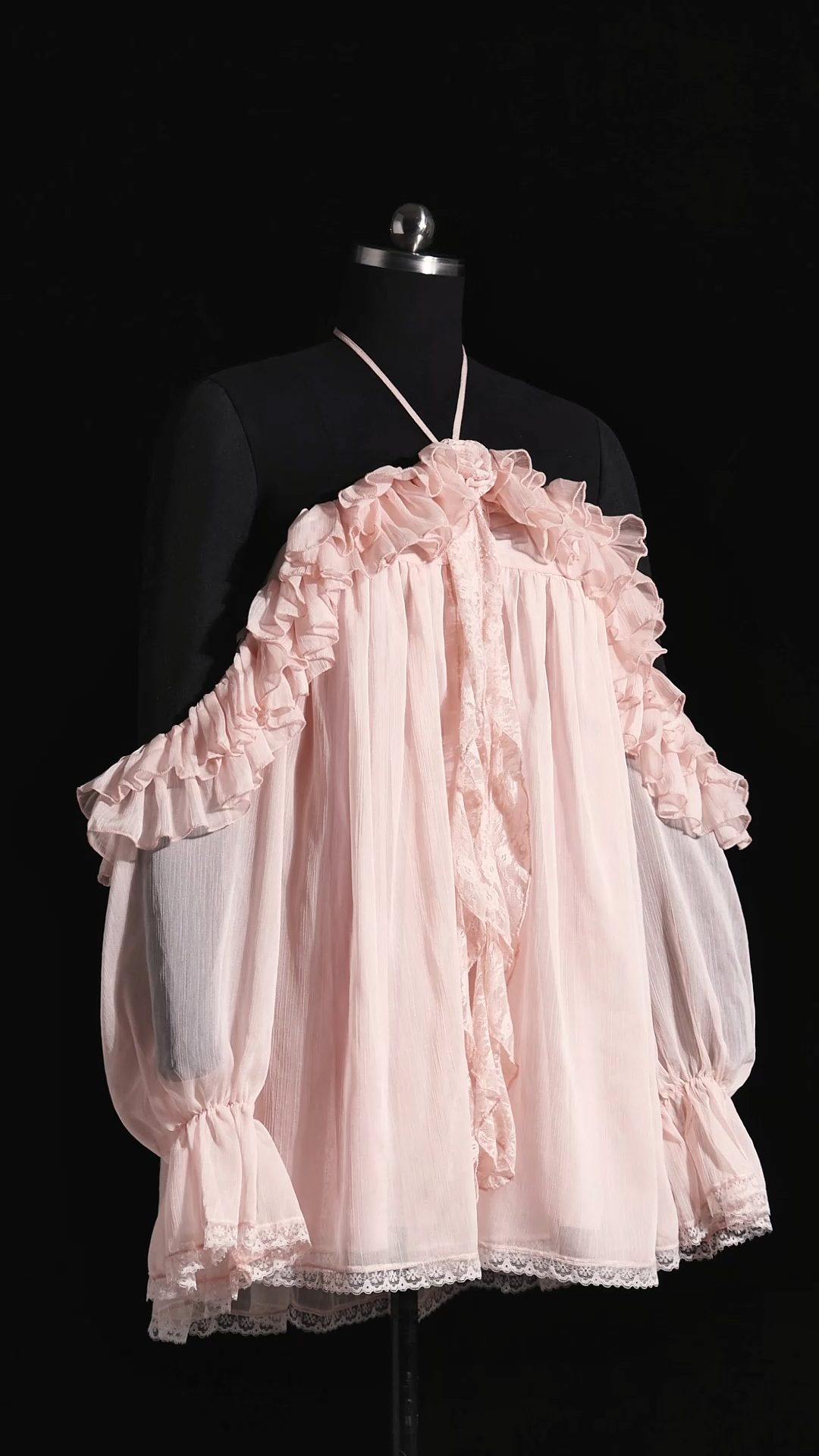 Estella Long Sleeves Flowers Folds Mini Dress