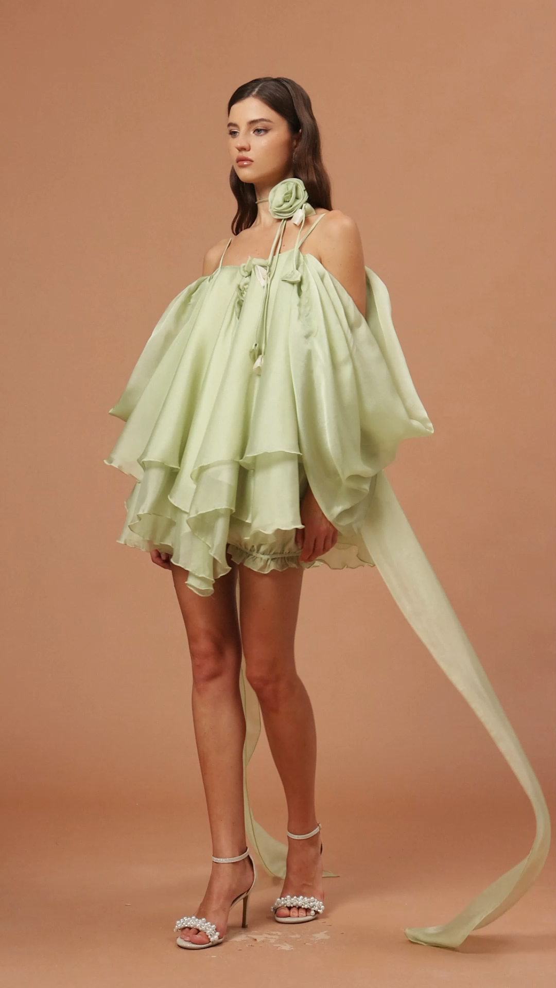 Shirley Halter Flowers Mini Dress