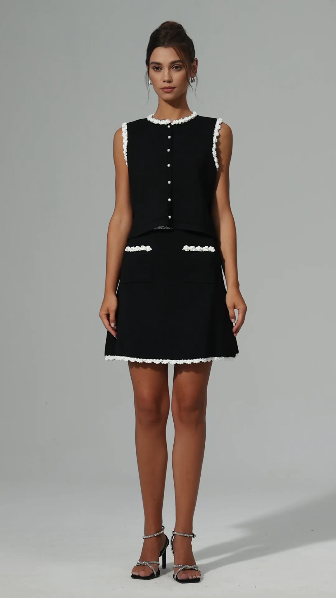 Lasa Round Neck Sleeveless Top And Skirt Two-Piece Set