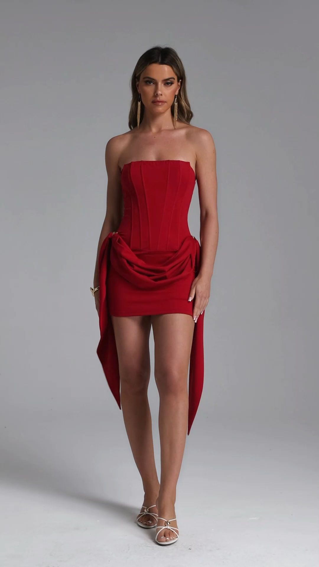 Halli Romantic Contour Strapless Drape Corset Mini Dress