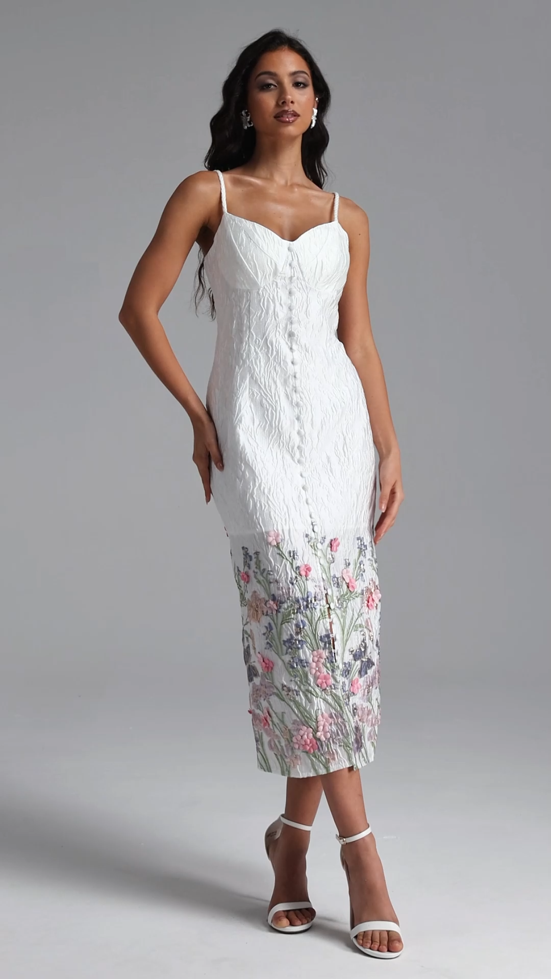 Rola Resort Cinched Sleeveless Embroidered Floral Maxi Dress