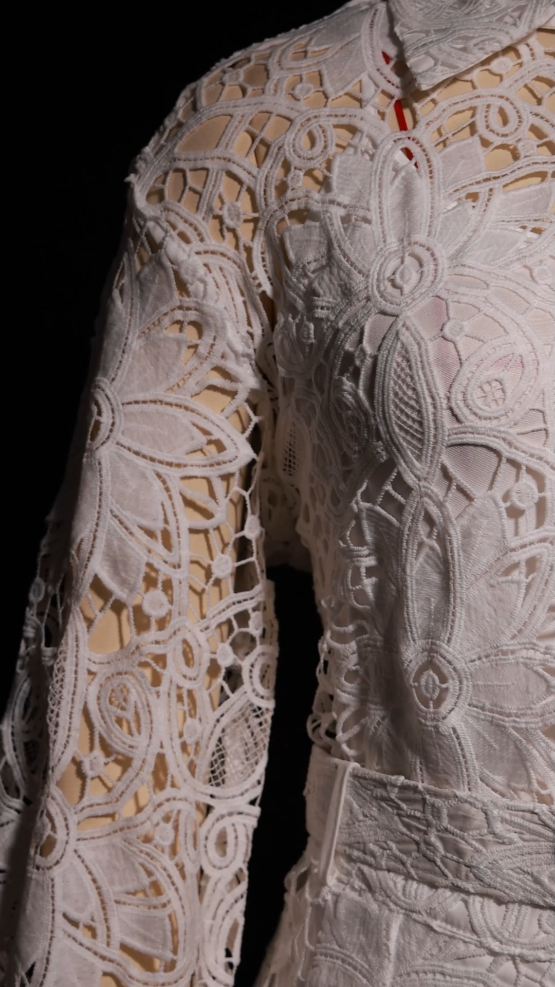 Ysabel Lace Hollow Out Long Sleeve Top And Shorts Two-Piece Set