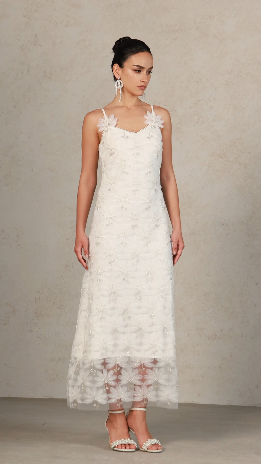 Diana Flowers Diamond Halter Lace Maxi Dress