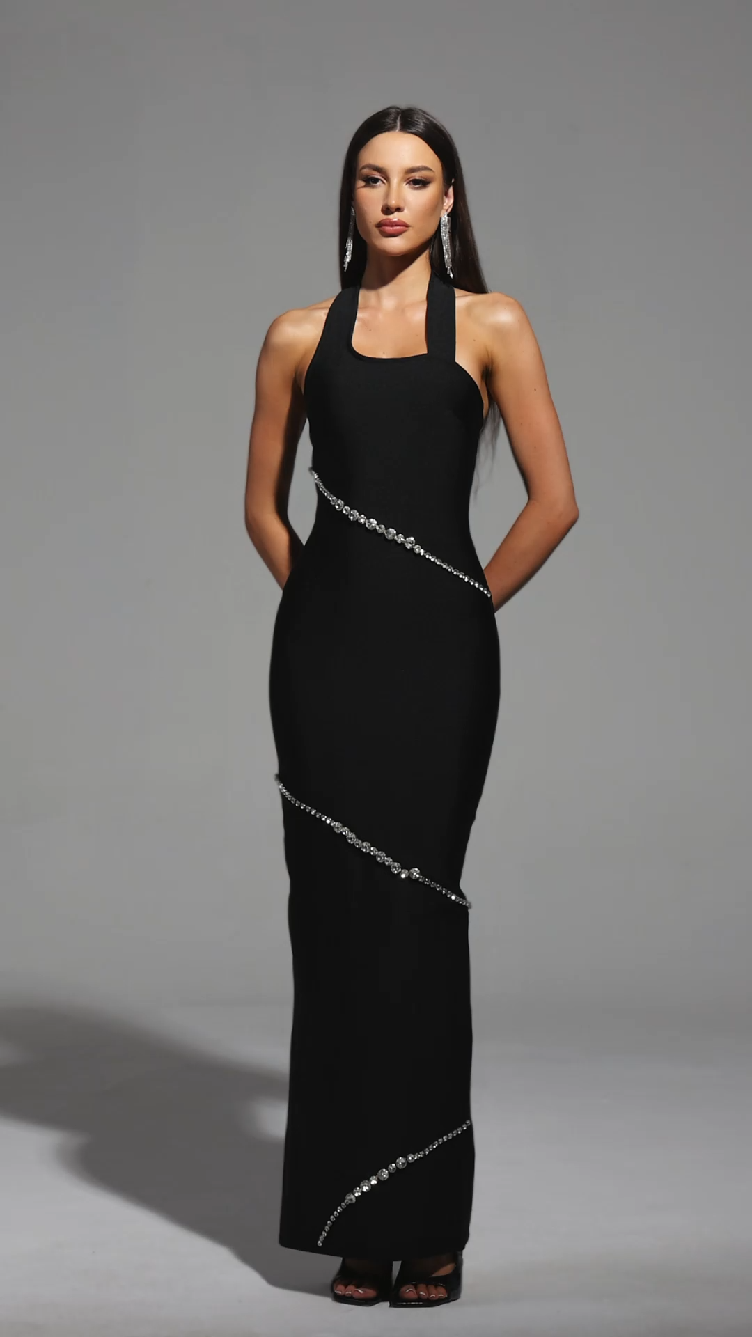 Meryl Halter Diamond Maxi Dress
