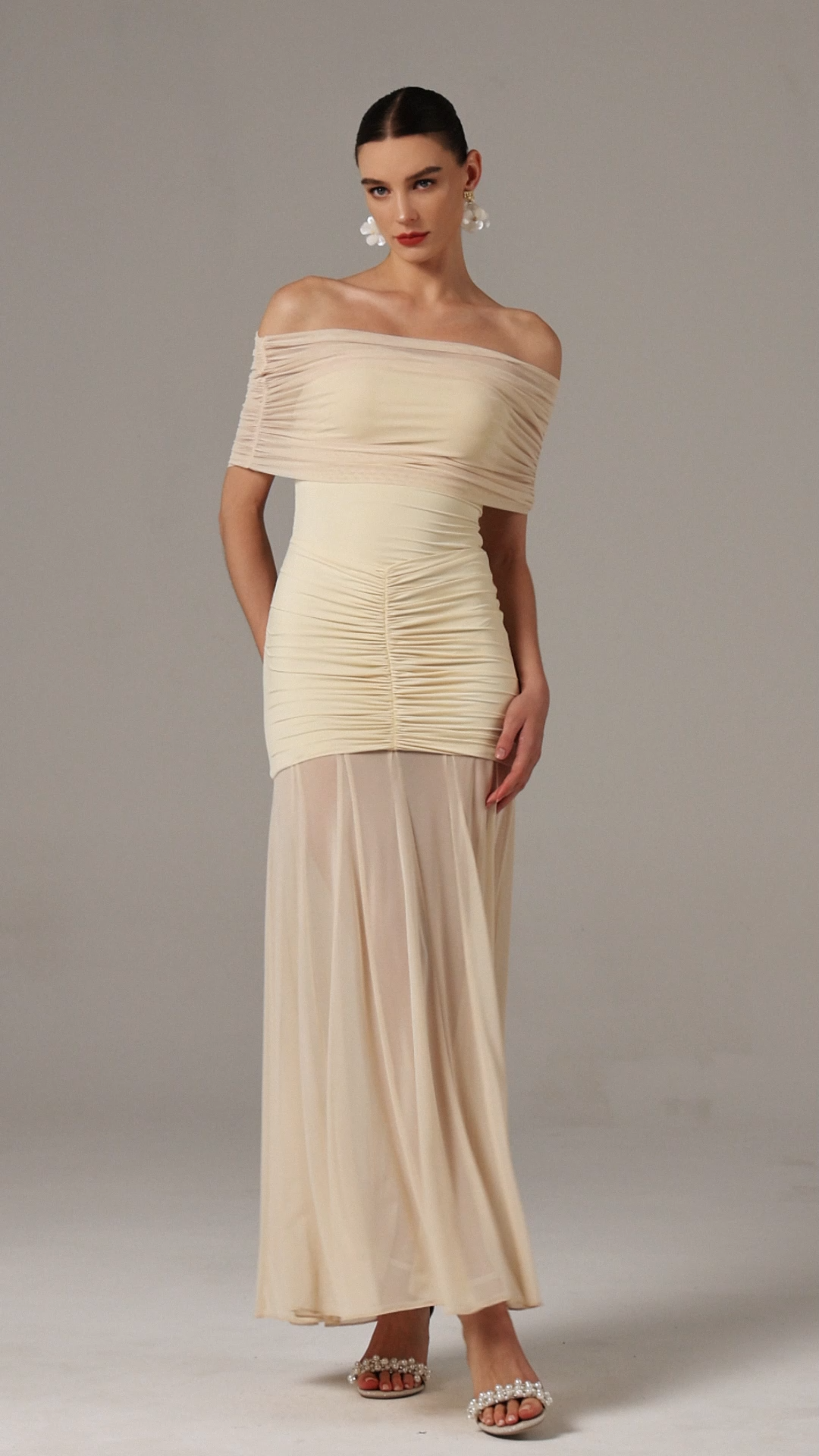 Mercy Off-The-Shoulder Folds Maxi Dress