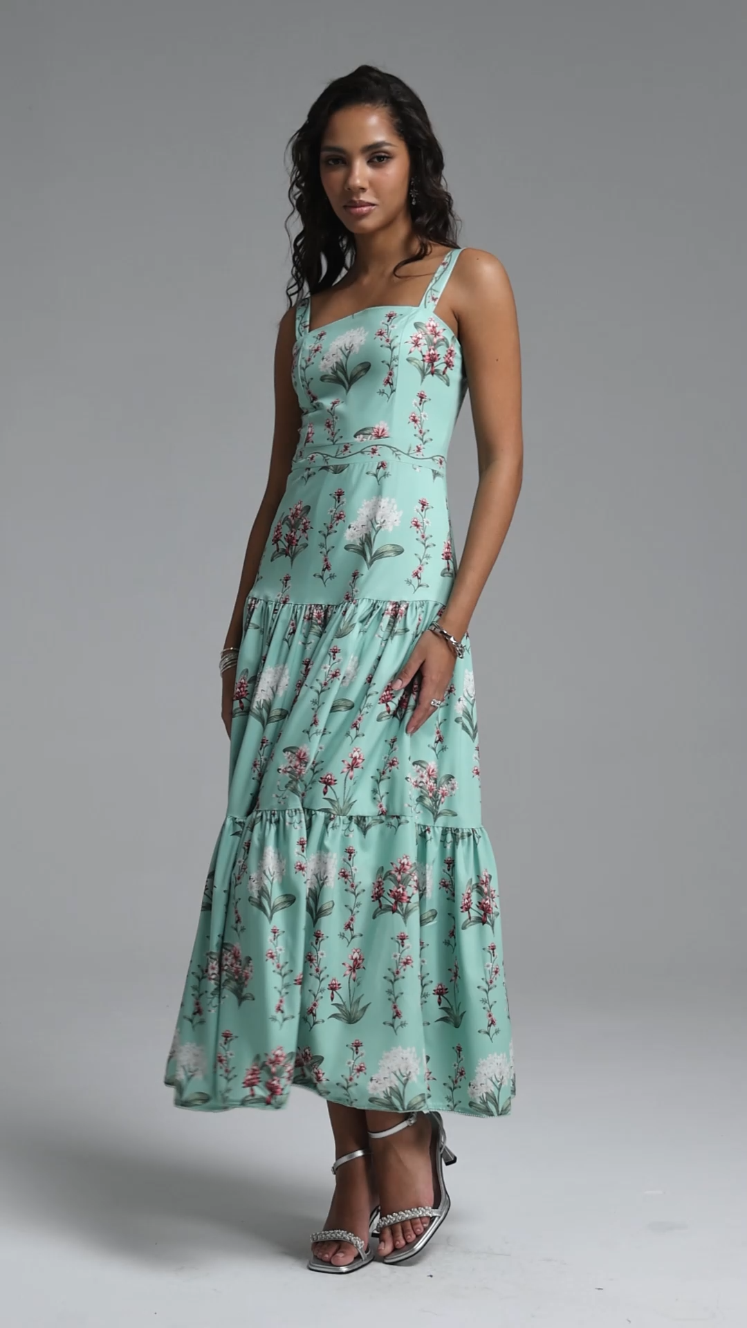 Yuio Resort Flowy Floral Print Woven Maxi Dress