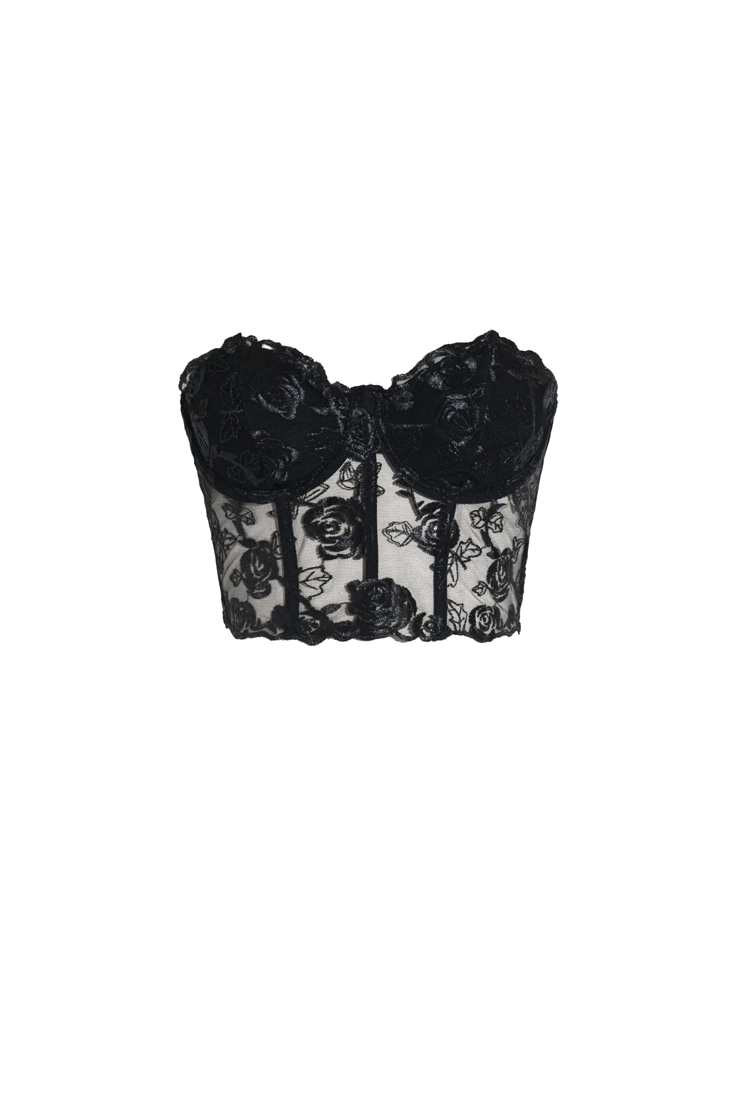 Heloise Strapless Sleeveless Lace Flowers Corset