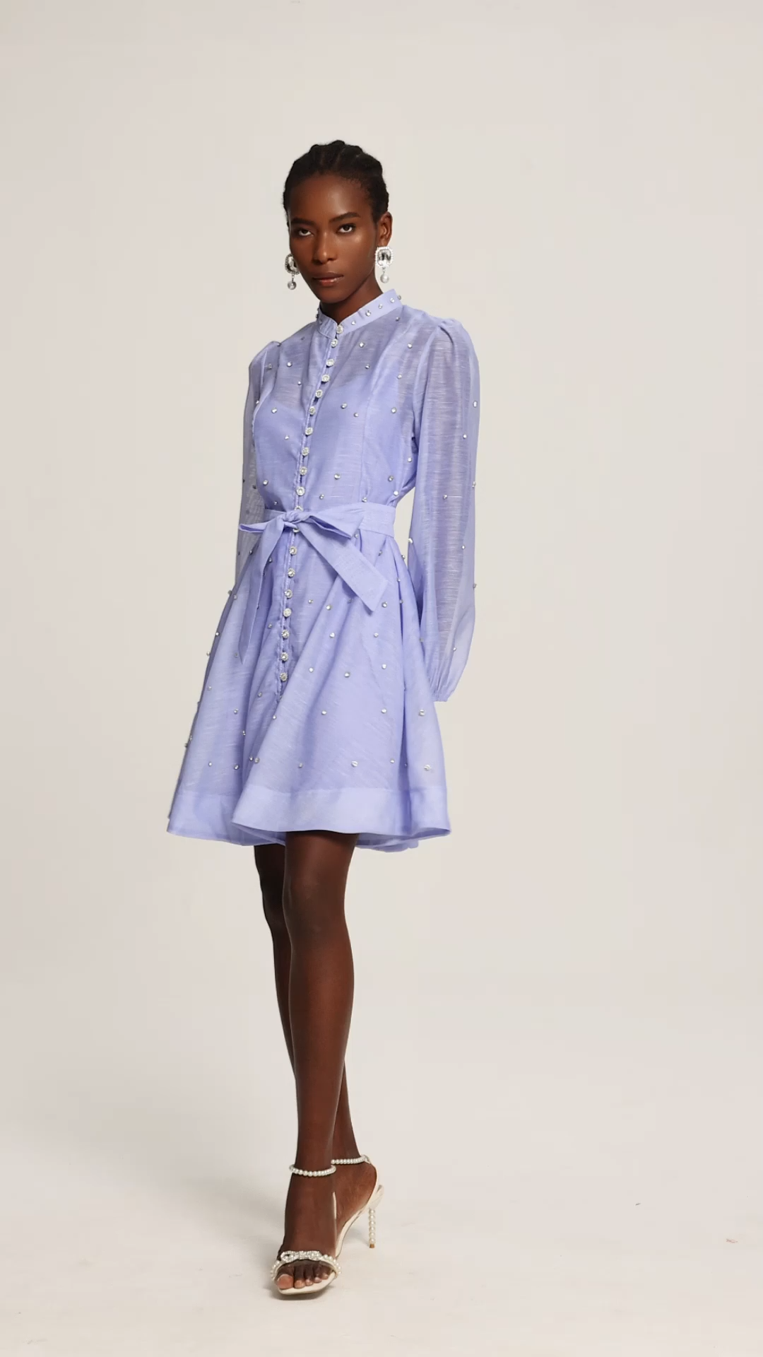 Farrah Long Sleeves Diamond Button Shirt Mini Dress