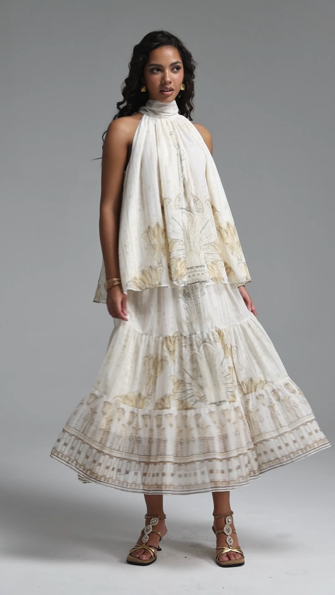 Kaiser Resort Flowy Sleeveless Floral Print Woven Top and Skirt Two Piece Set