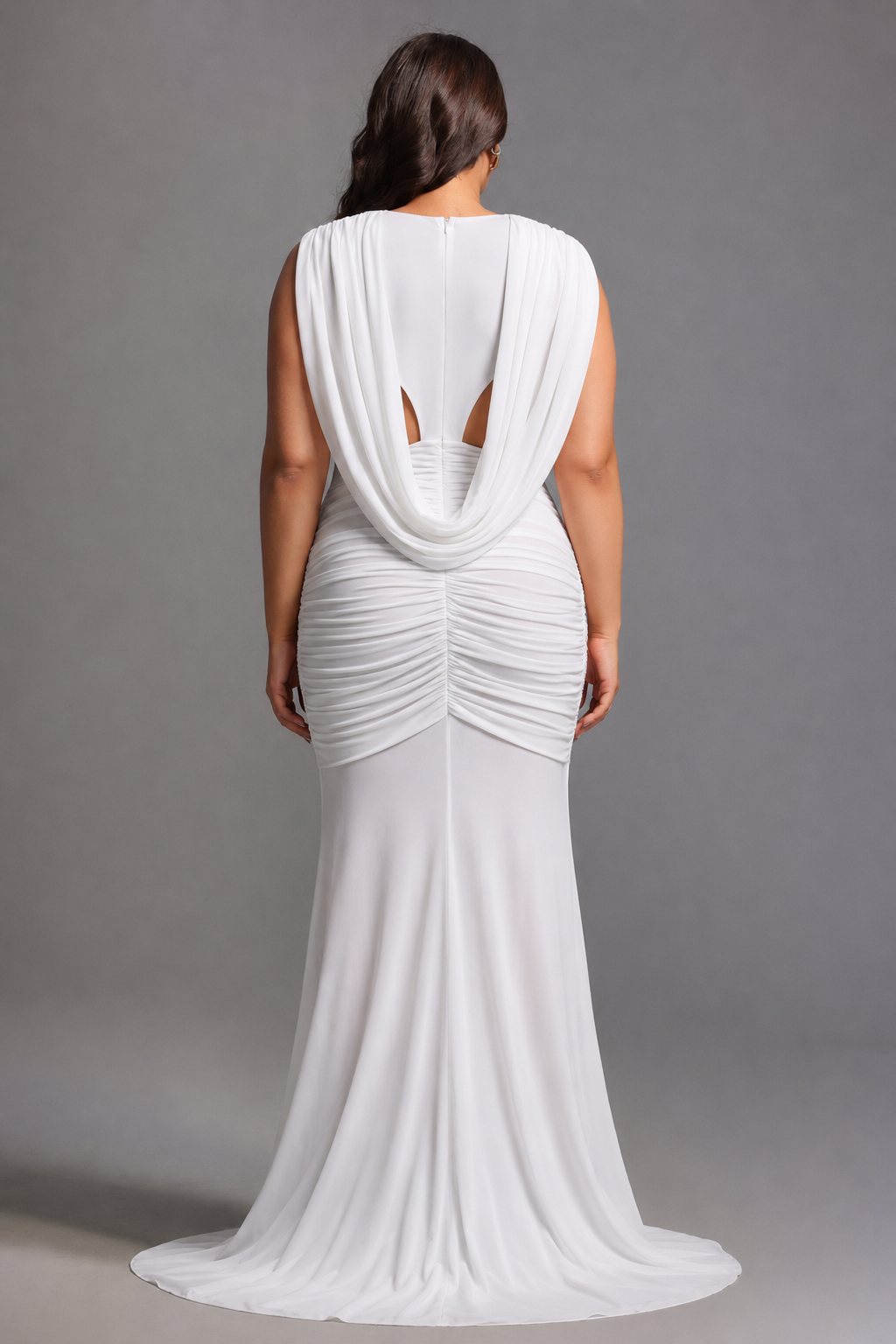 Glenda Chic Contour Ruched Drape Knit Maxi Dress