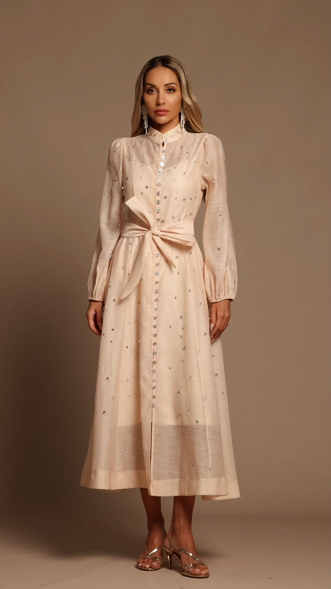 Mead Long Sleeves Diamond Maxi Dress